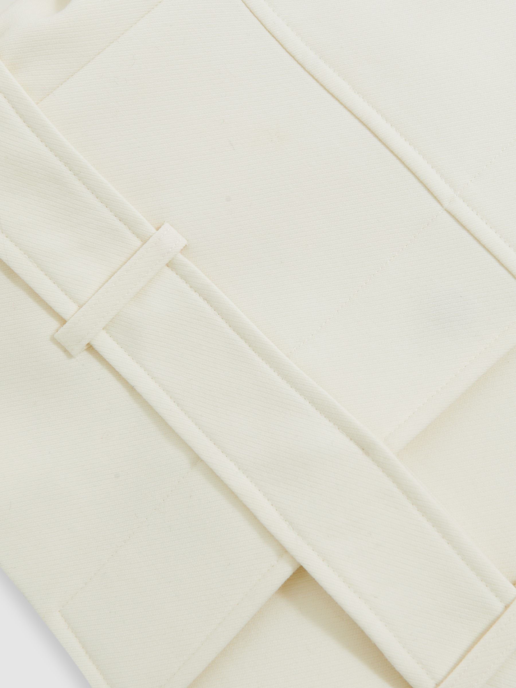 Atelier Wool Collarless Belted Jacket in White