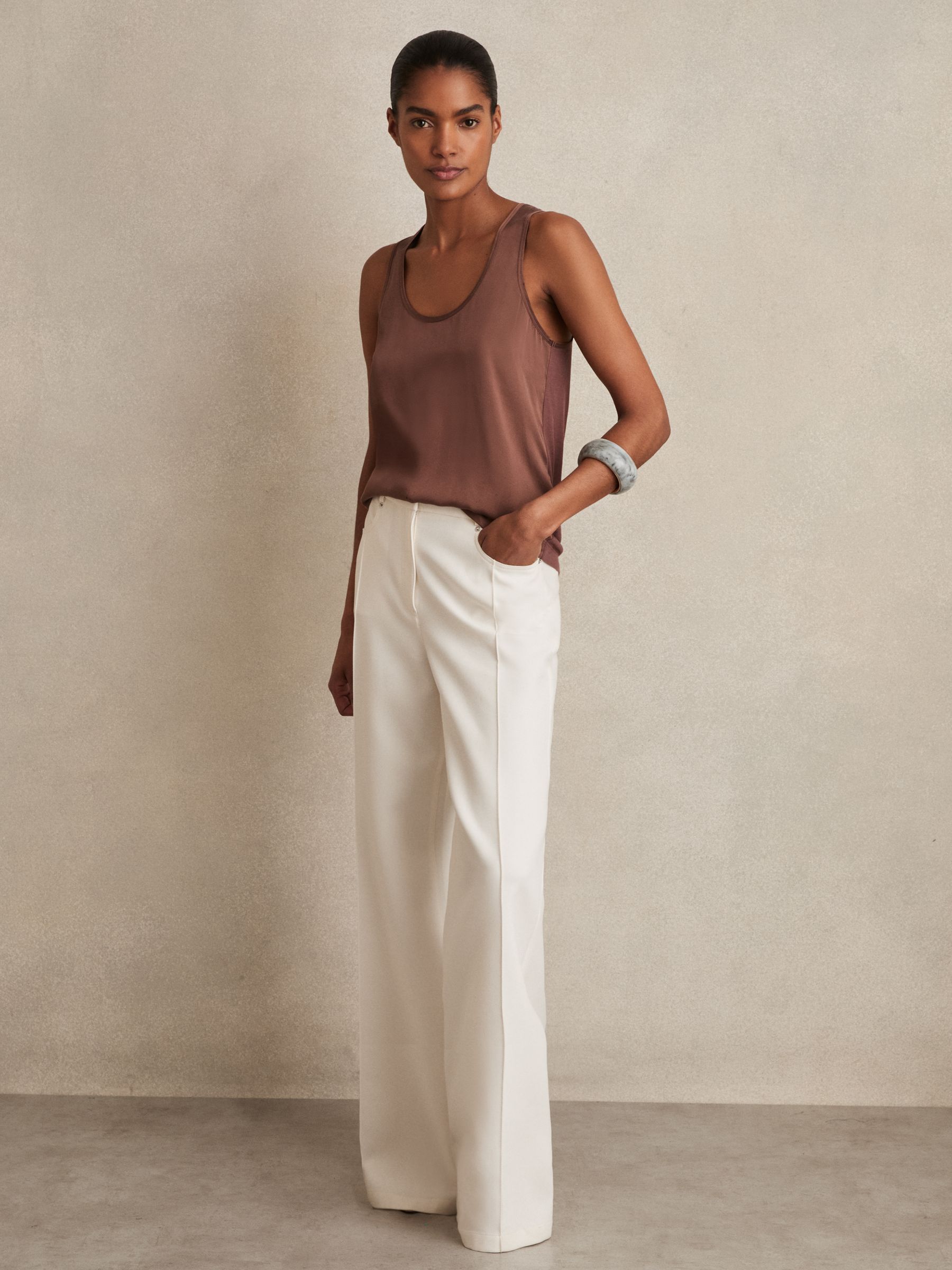 Silk-Front Cami Top in Neutral