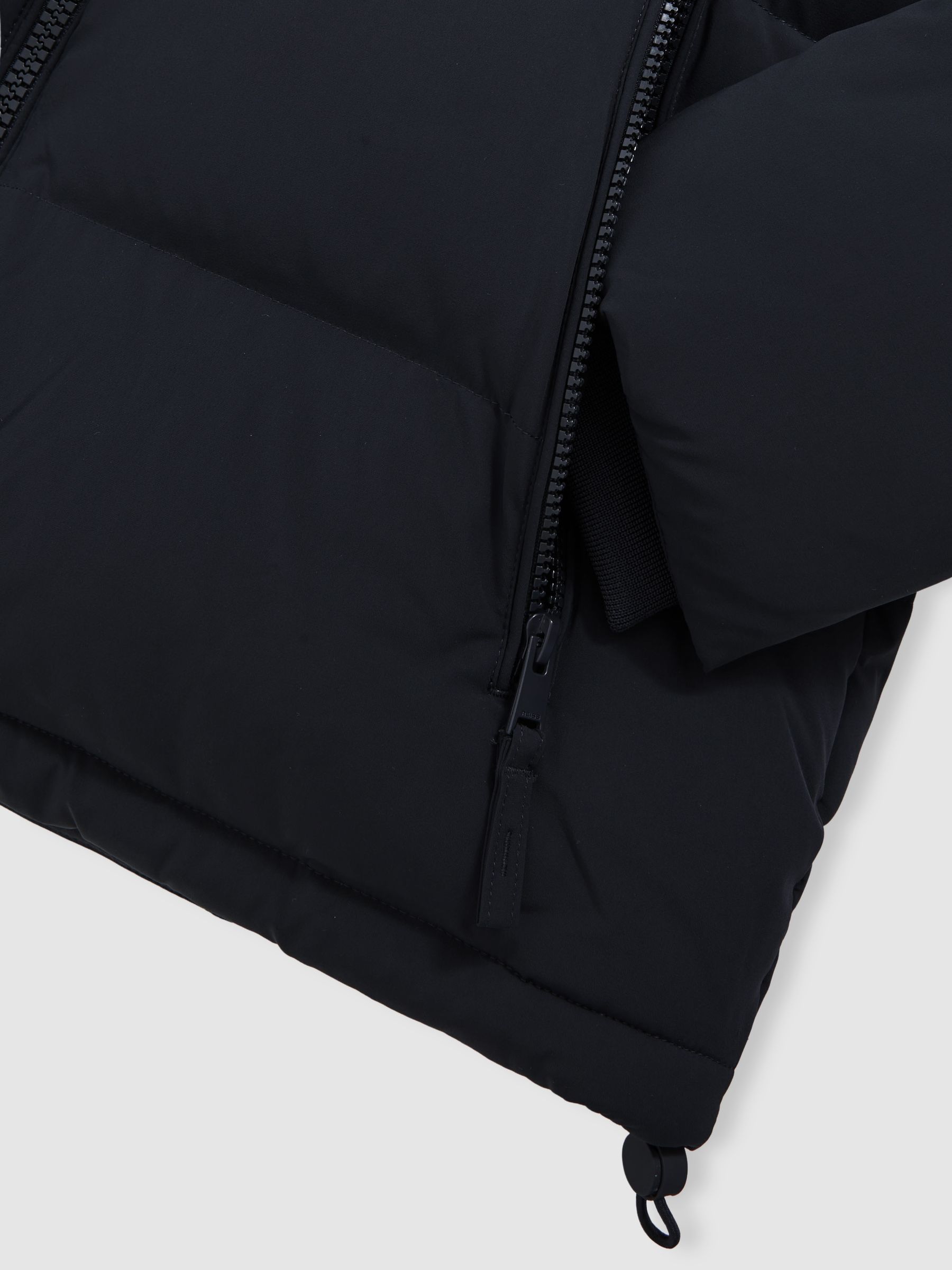 Quilted Zip-Through Puffer Jacket in Navy