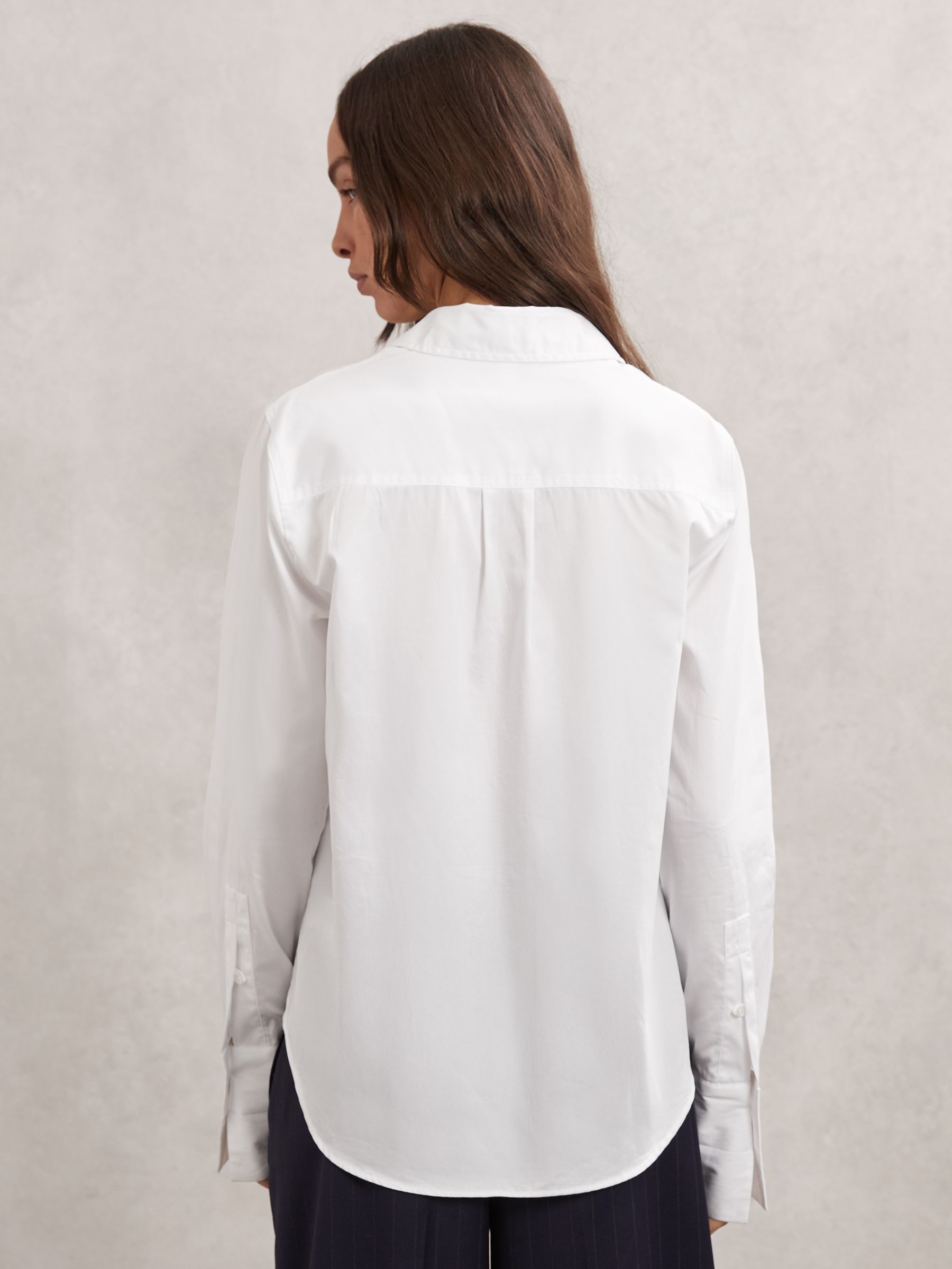 Cotton-Sateen Folded-Cuff Shirt in Ivory