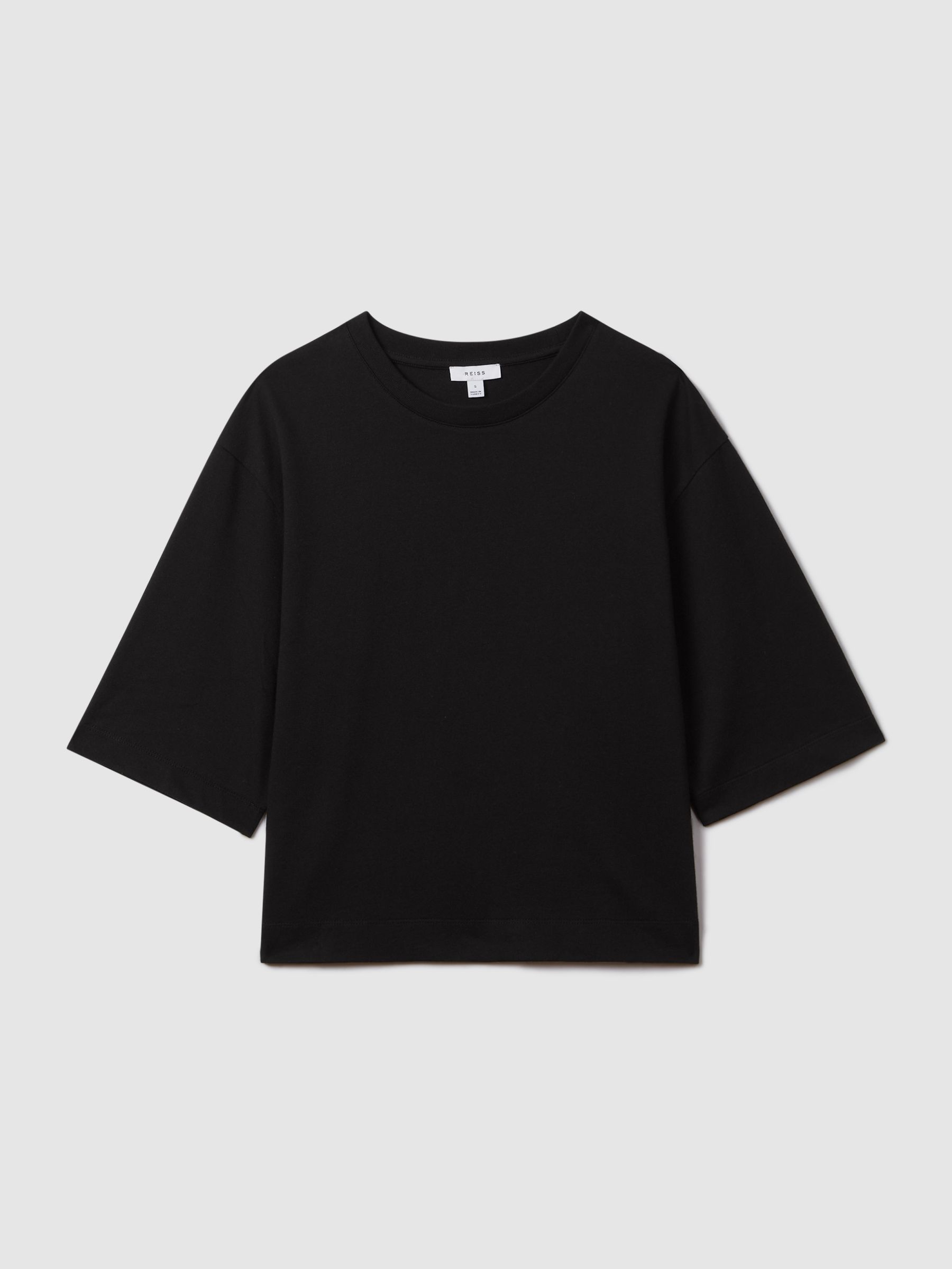 Oversized Cotton Crew Neck T-Shirt in Black