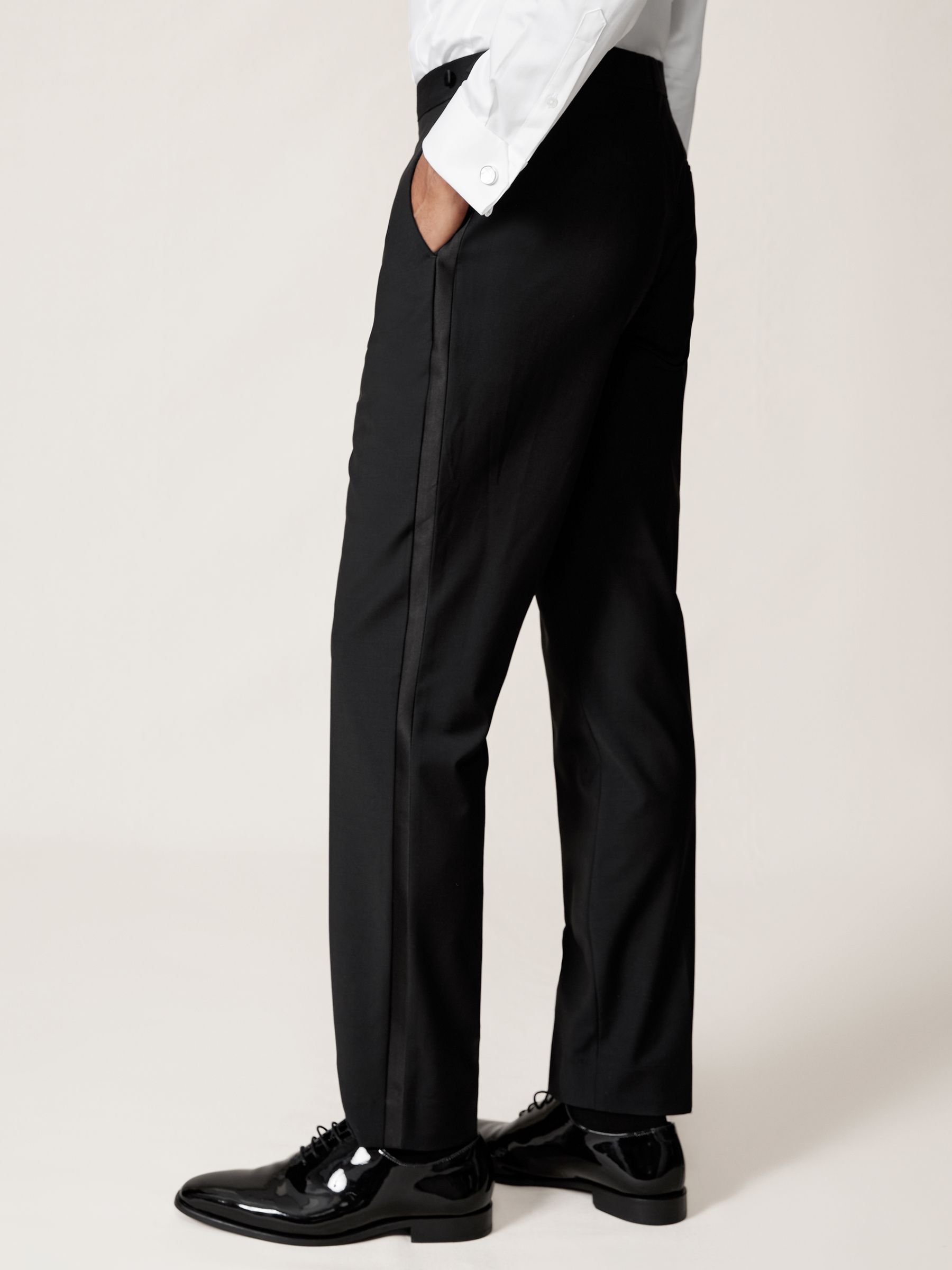 Slim-Fit Wool-Blend Tuxedo Trousers in Black