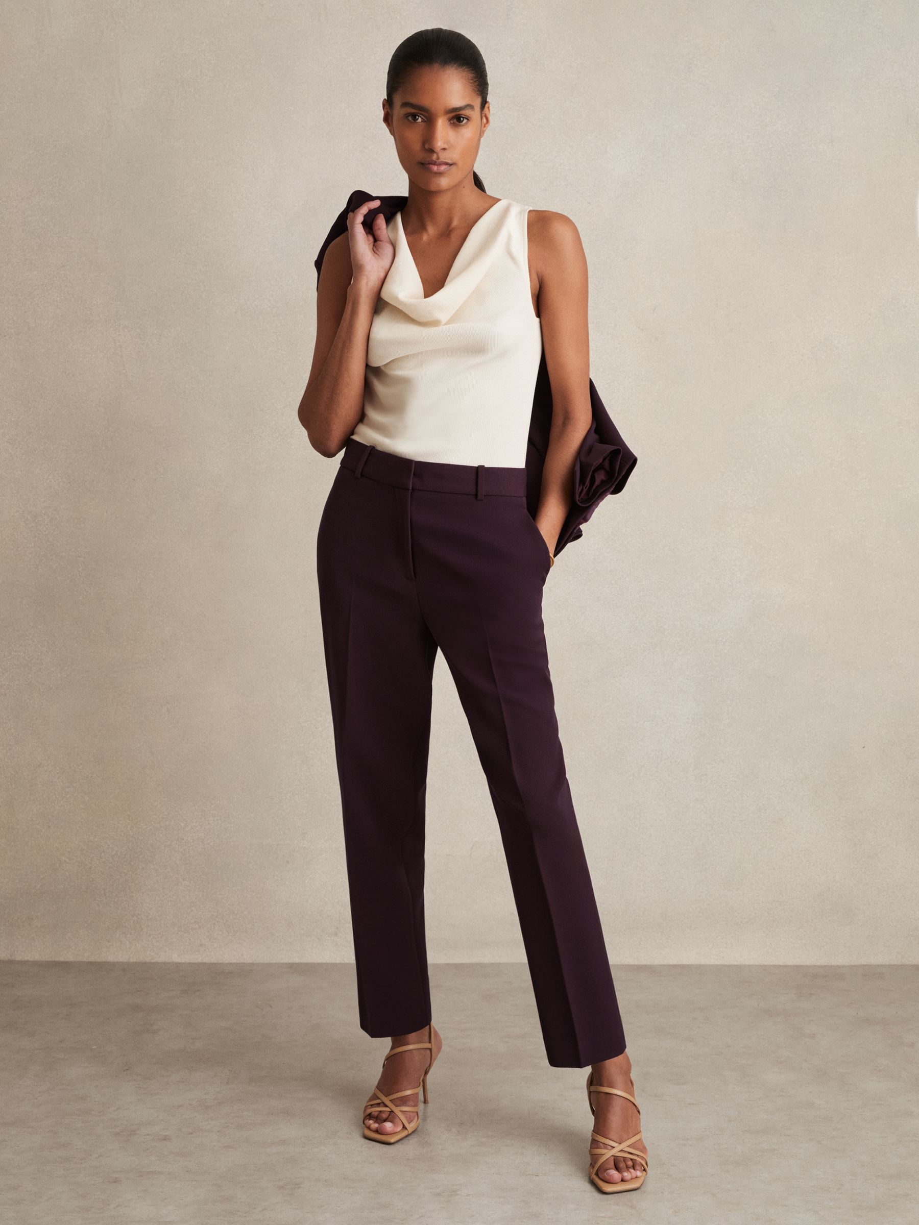 Petite Slim Fit Suit Trousers in Mink Neutral