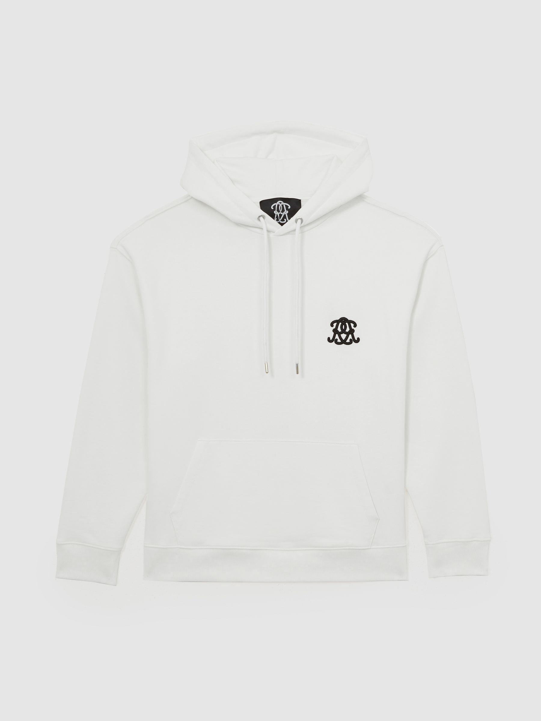 Monogram Cotton Oversized Hoodie in Off White
