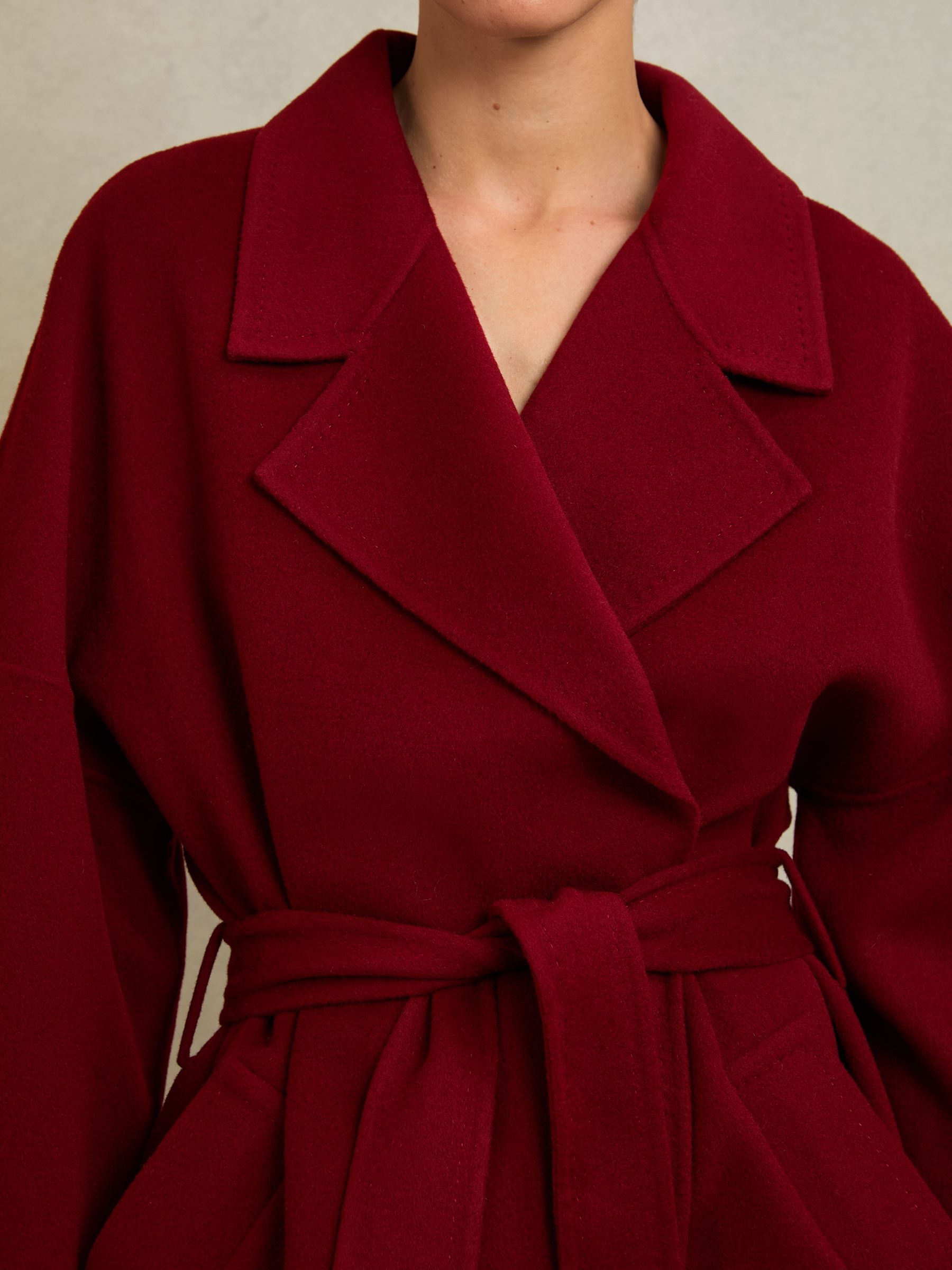 Atelier Wool Blindseam Belted Coat in Red