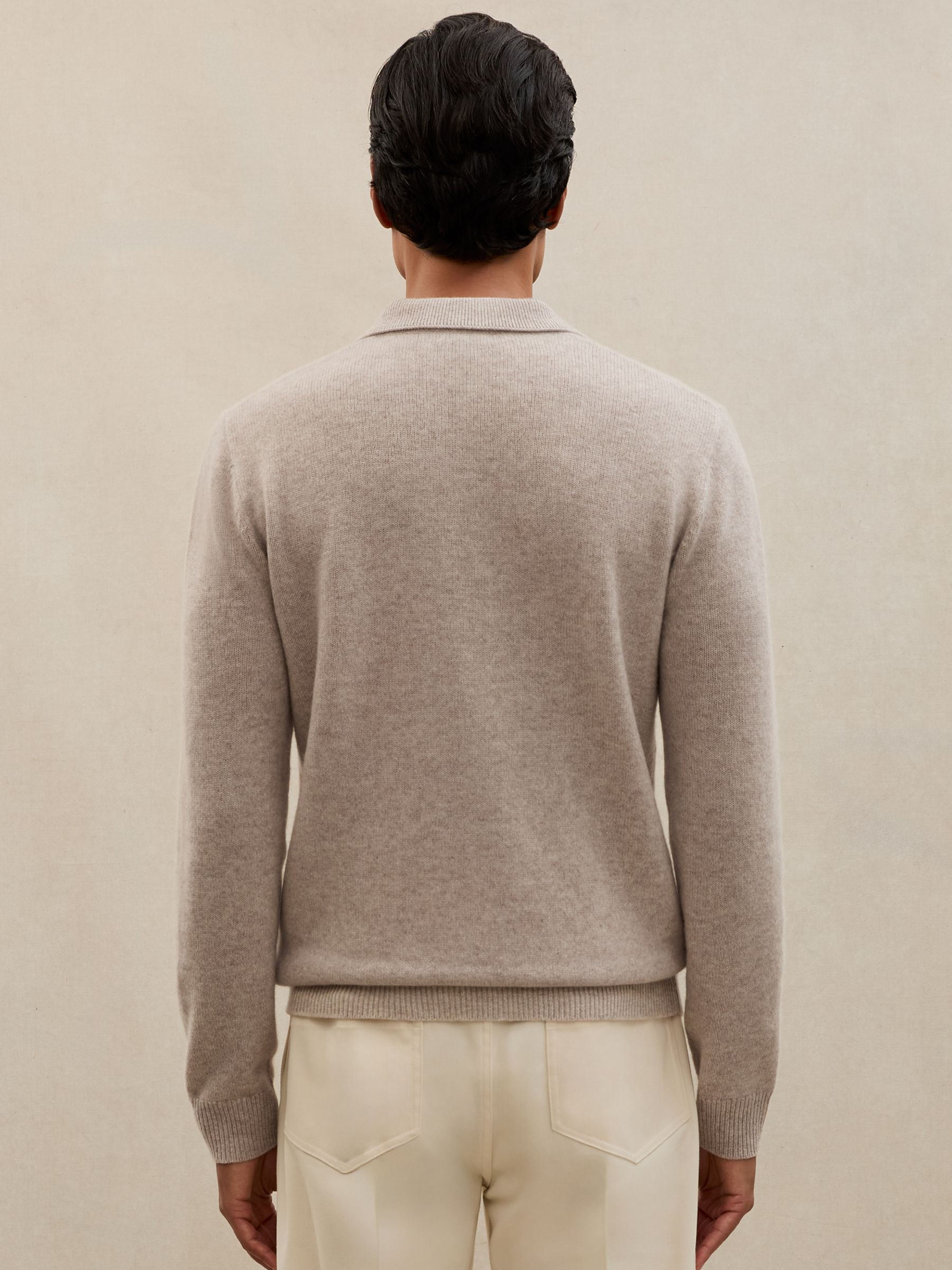 Atelier 100% Cashmere Polo Jumper in Oatmeal