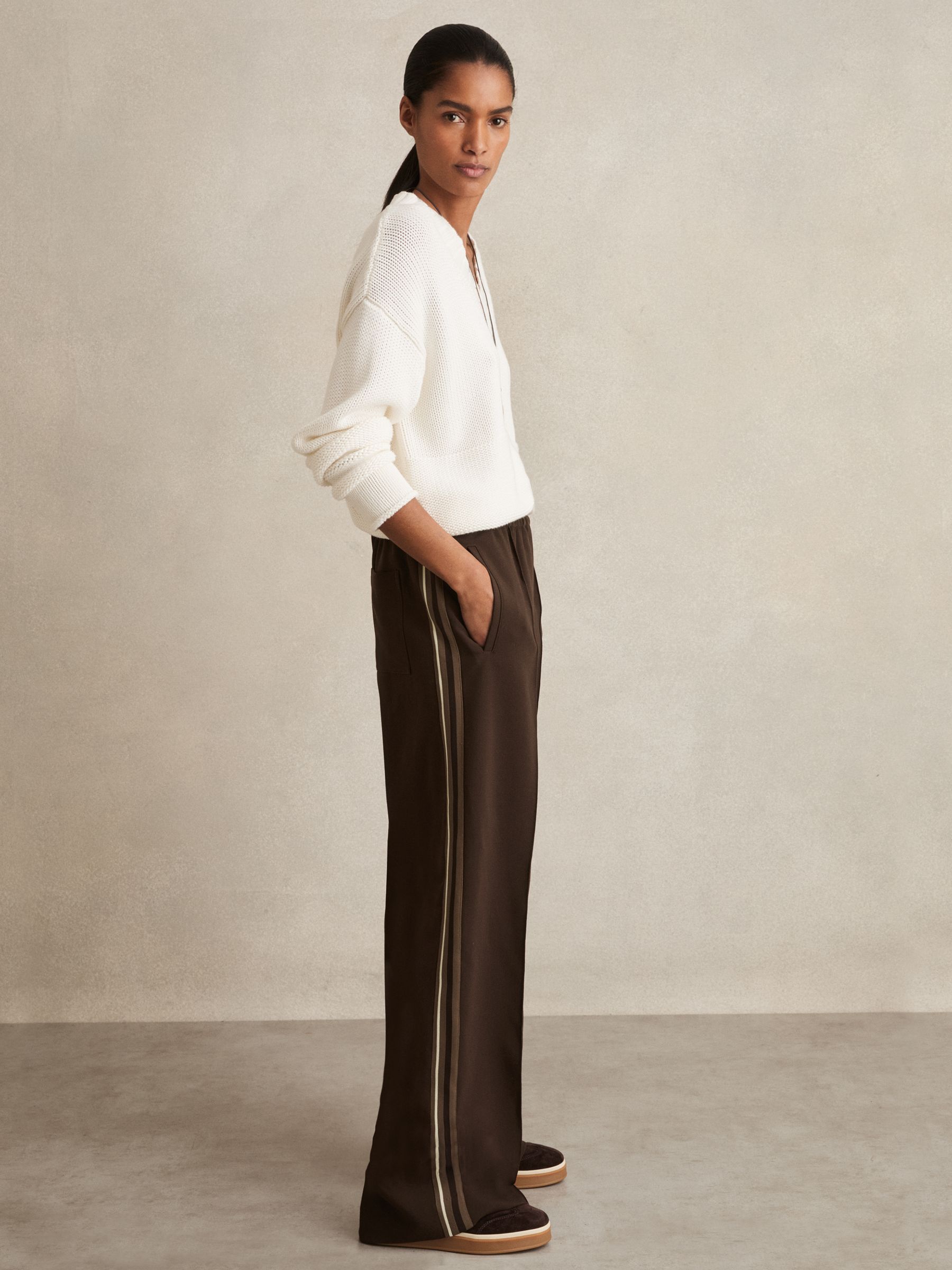 Petite Side-Stripe Wide-Leg Trousers in Black