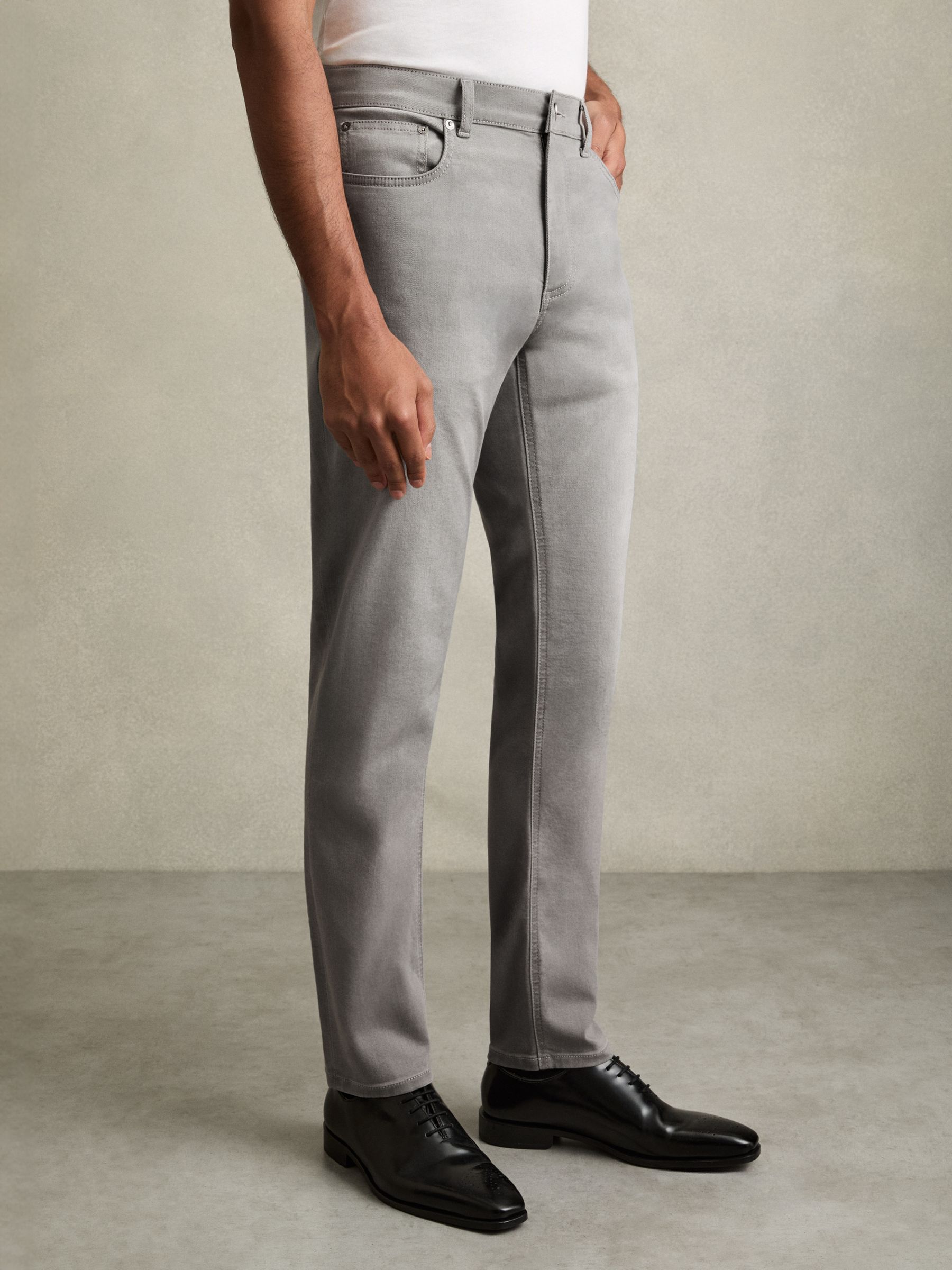 Cotton-Stretch Slim-Fit Jeans in Light Washed Grey