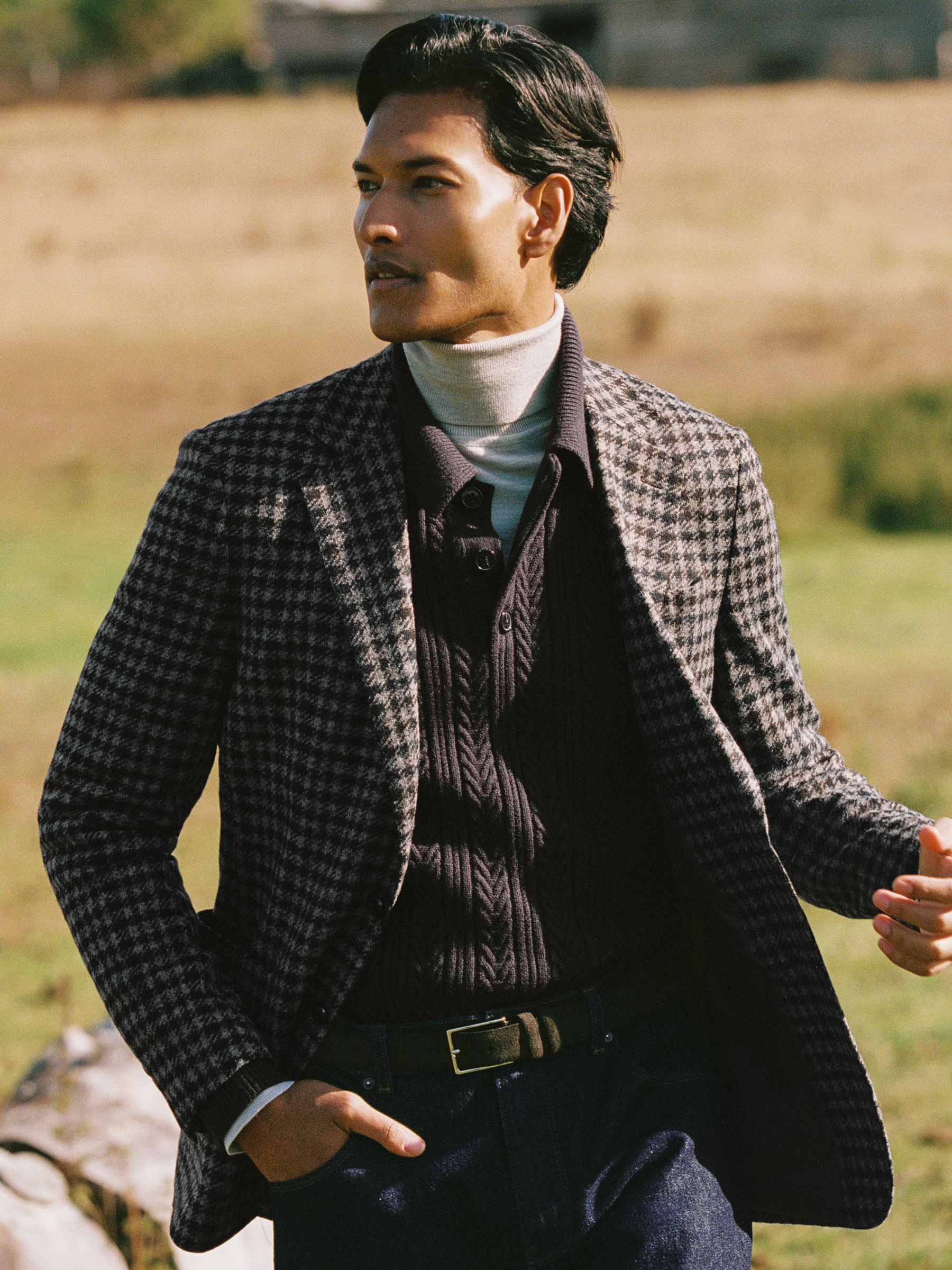 Cable-Knit Jumper With Wool in Chocolate Brown