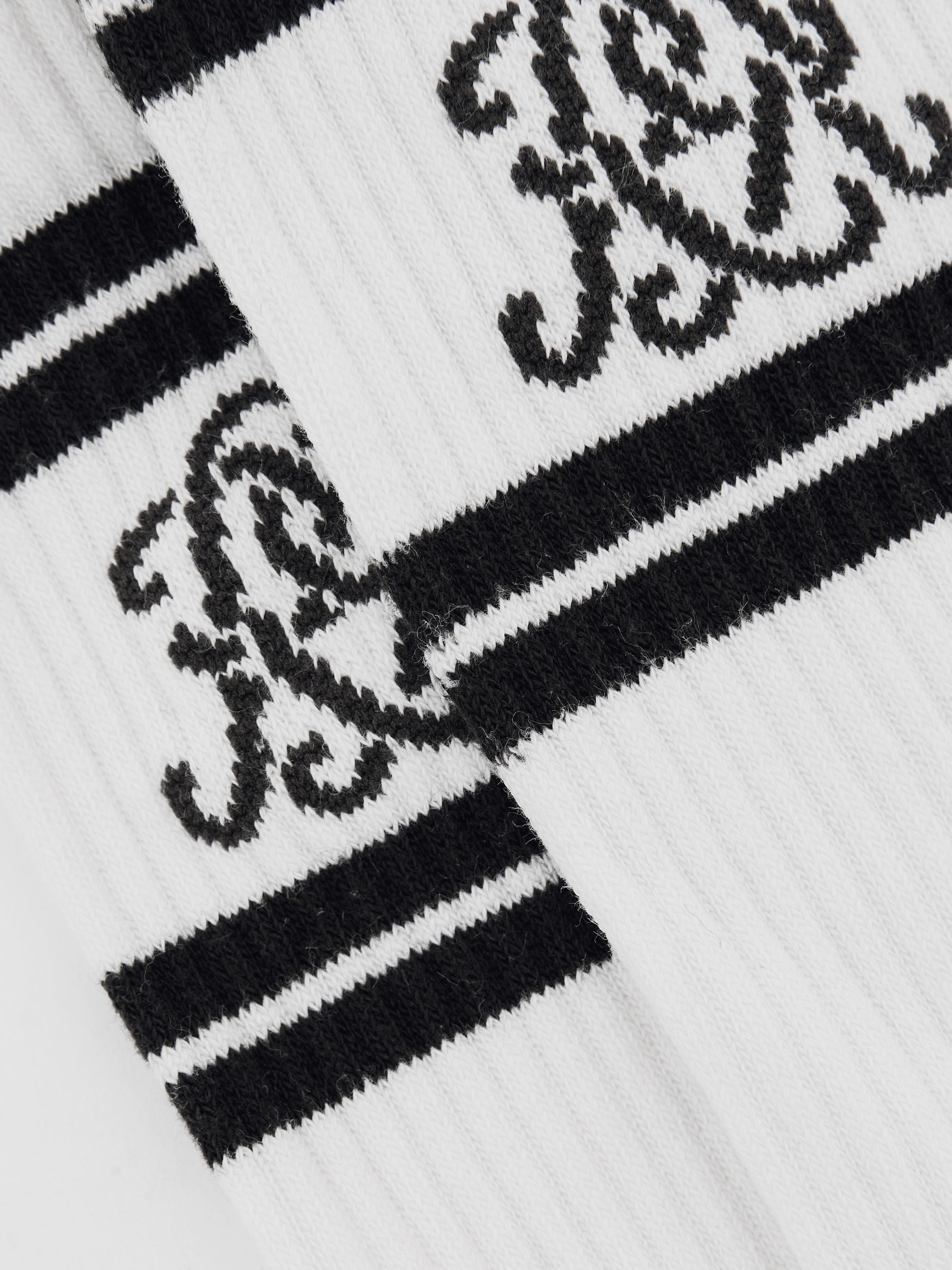 Monogram Cotton-Blend Rib Sport Socks in Ecru/Chocolate Brown