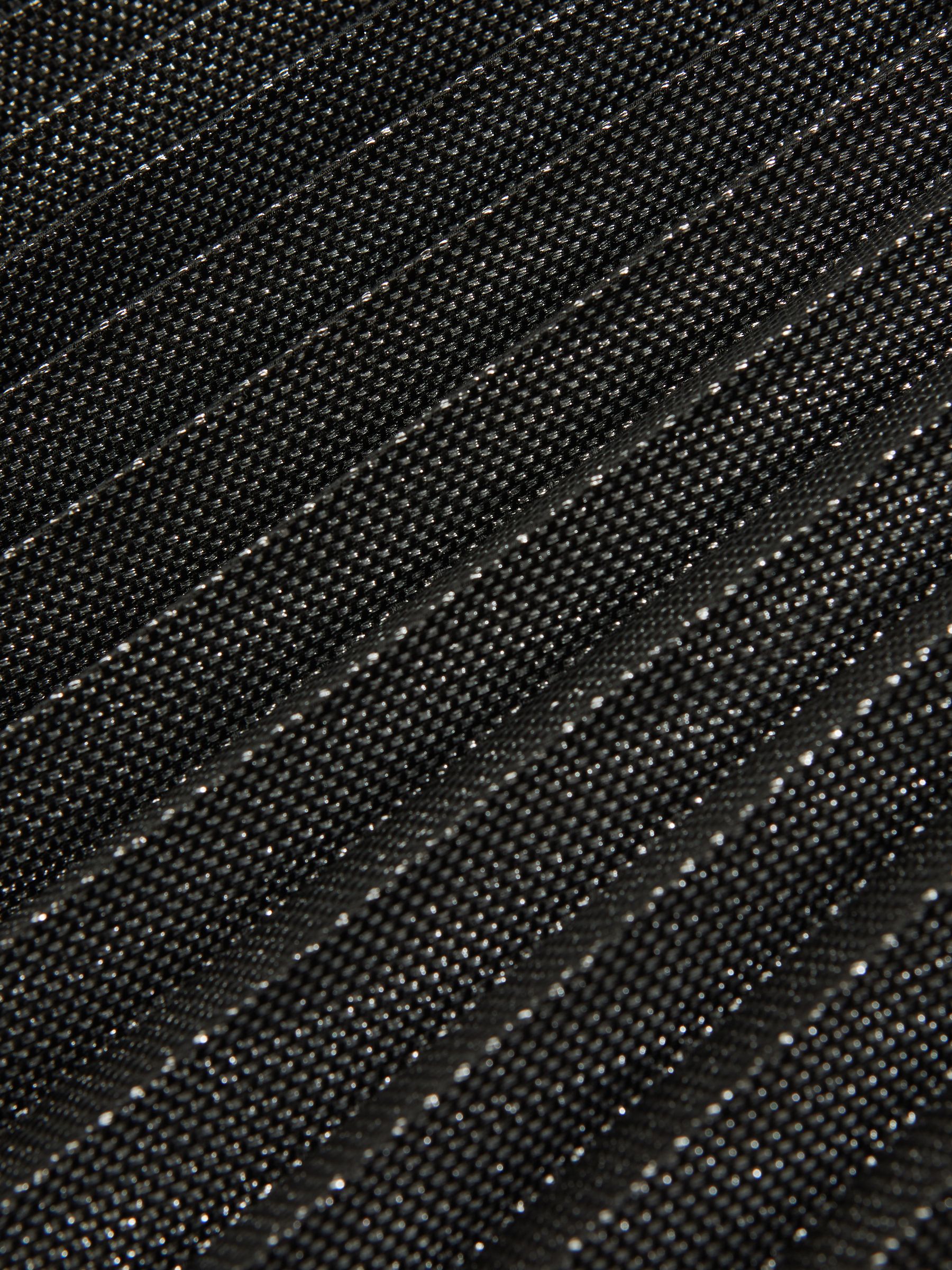 Metallic Pleated Midi Skirt in Charcoal Grey