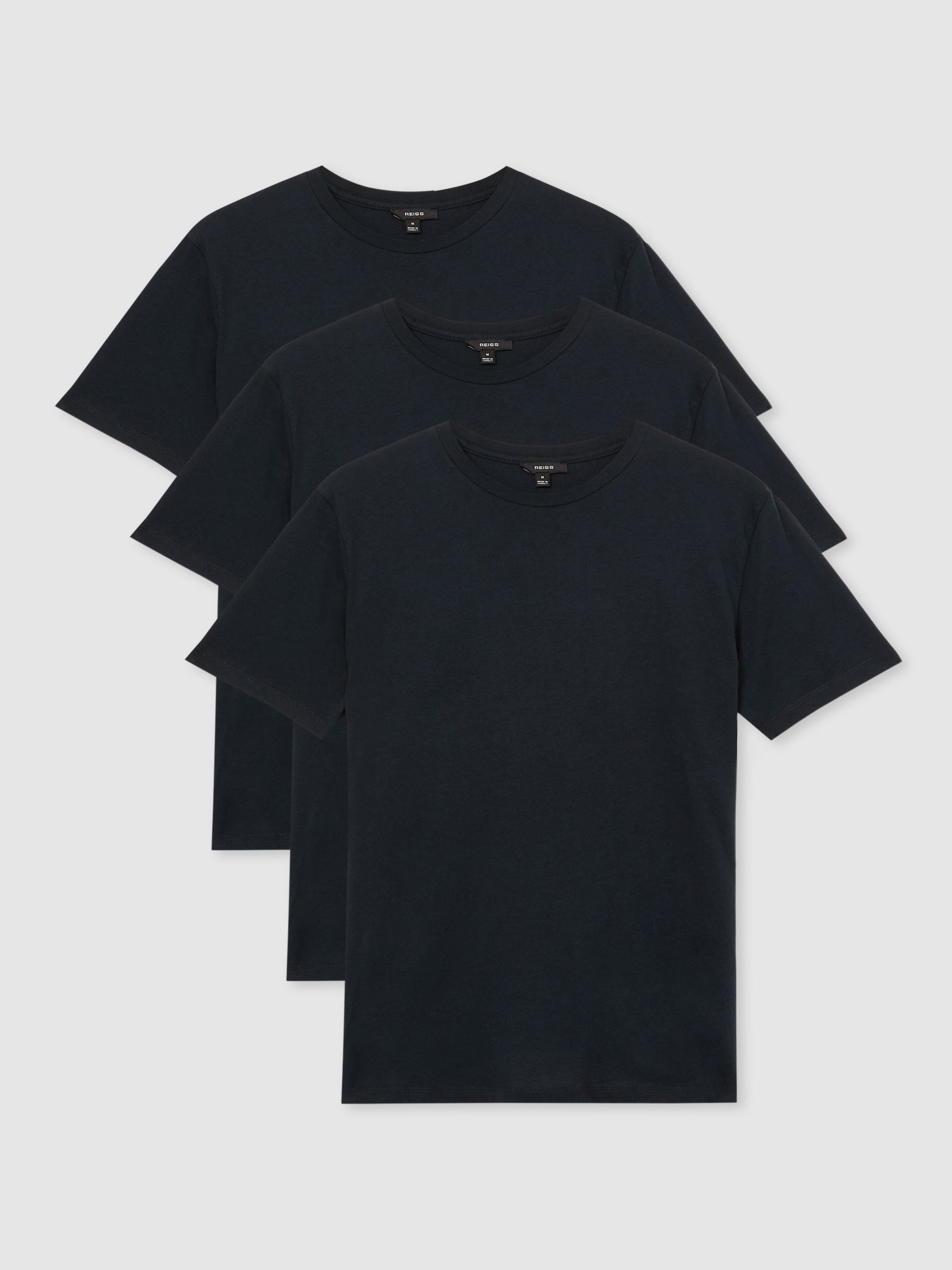 Cotton-Jersey Crew-Neck T-shirts 3 Pack in Black