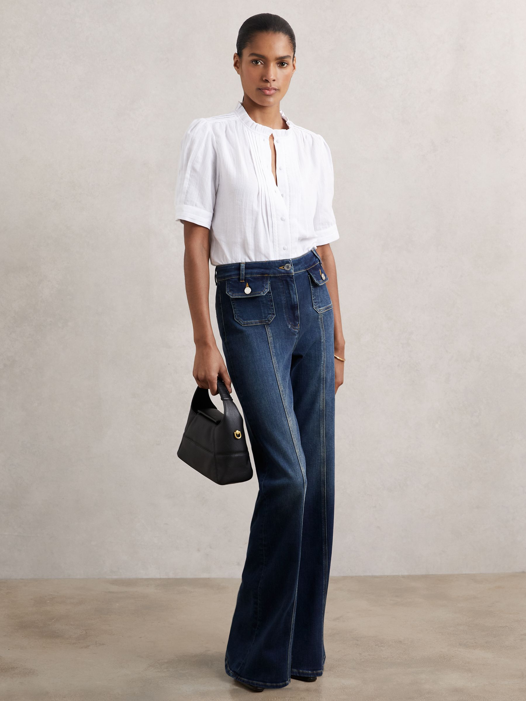 Cotton Cheesecloth Pleated Top in White