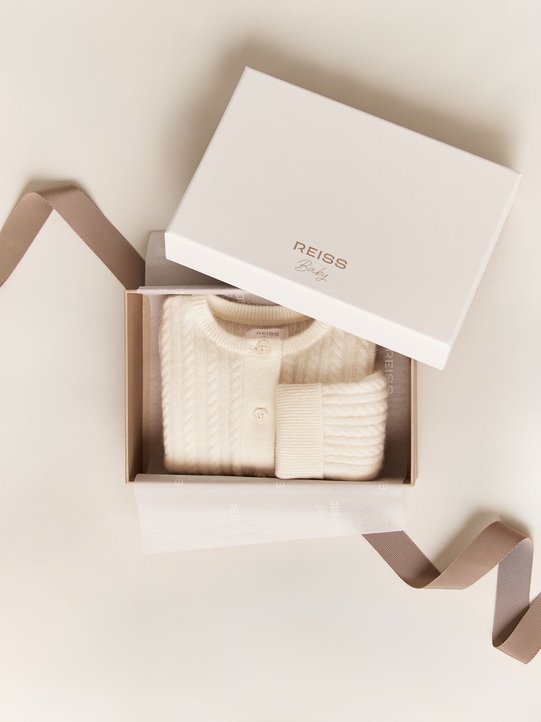 100% Cashmere Cable-Knit Cardigan in Ivory