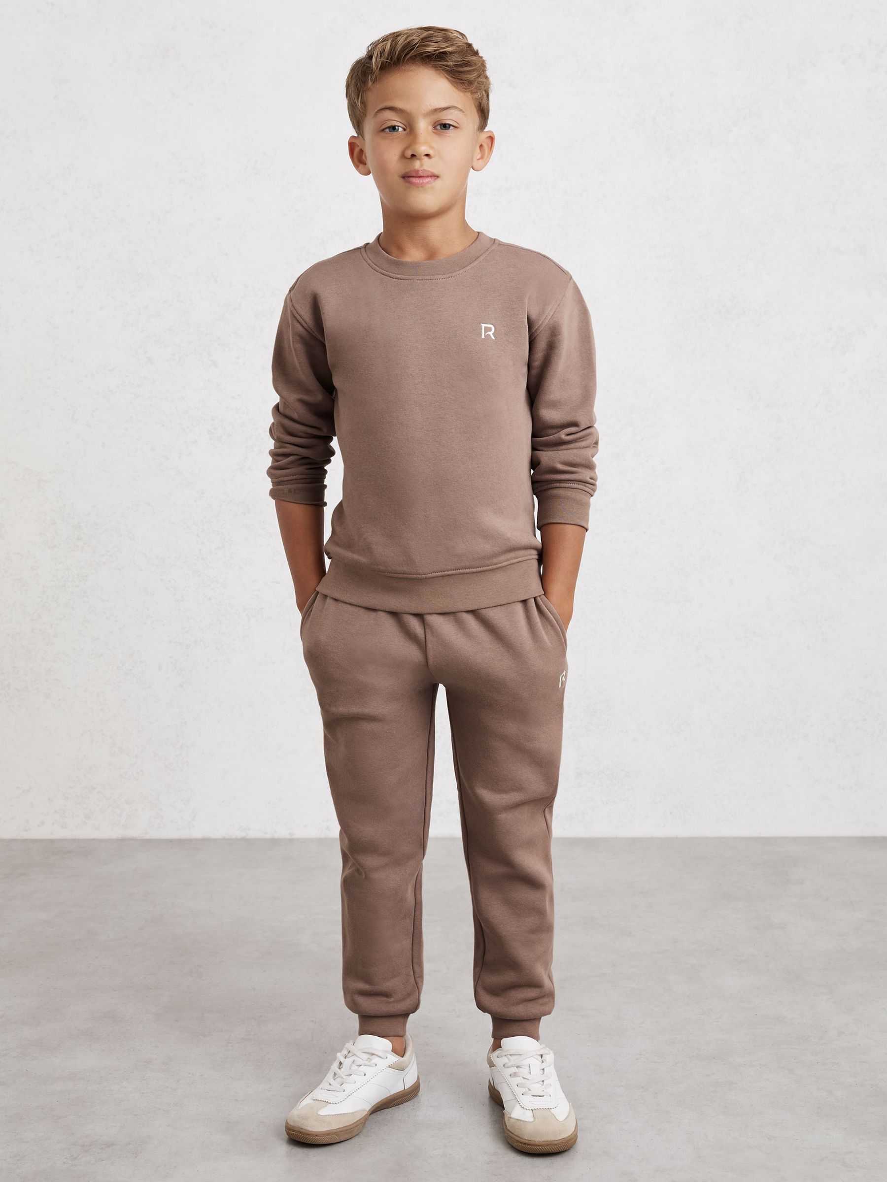9-13 yrs Logo Sweatshirt and Joggers Set Cotton-Blend in Taupe