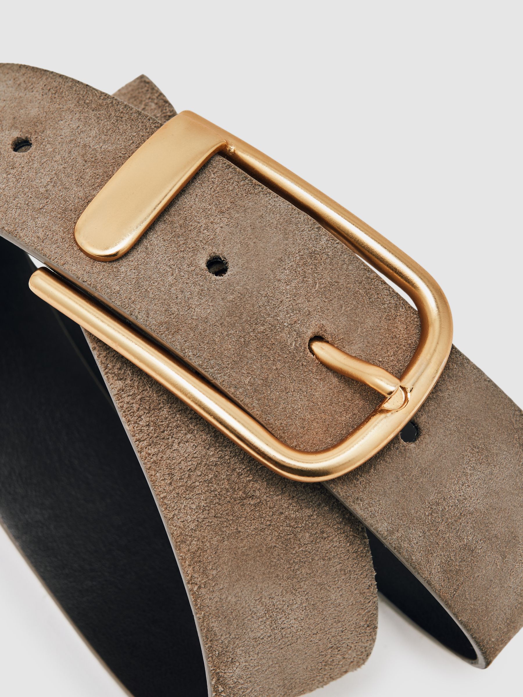 Leather Half Keeper Belt in Grey