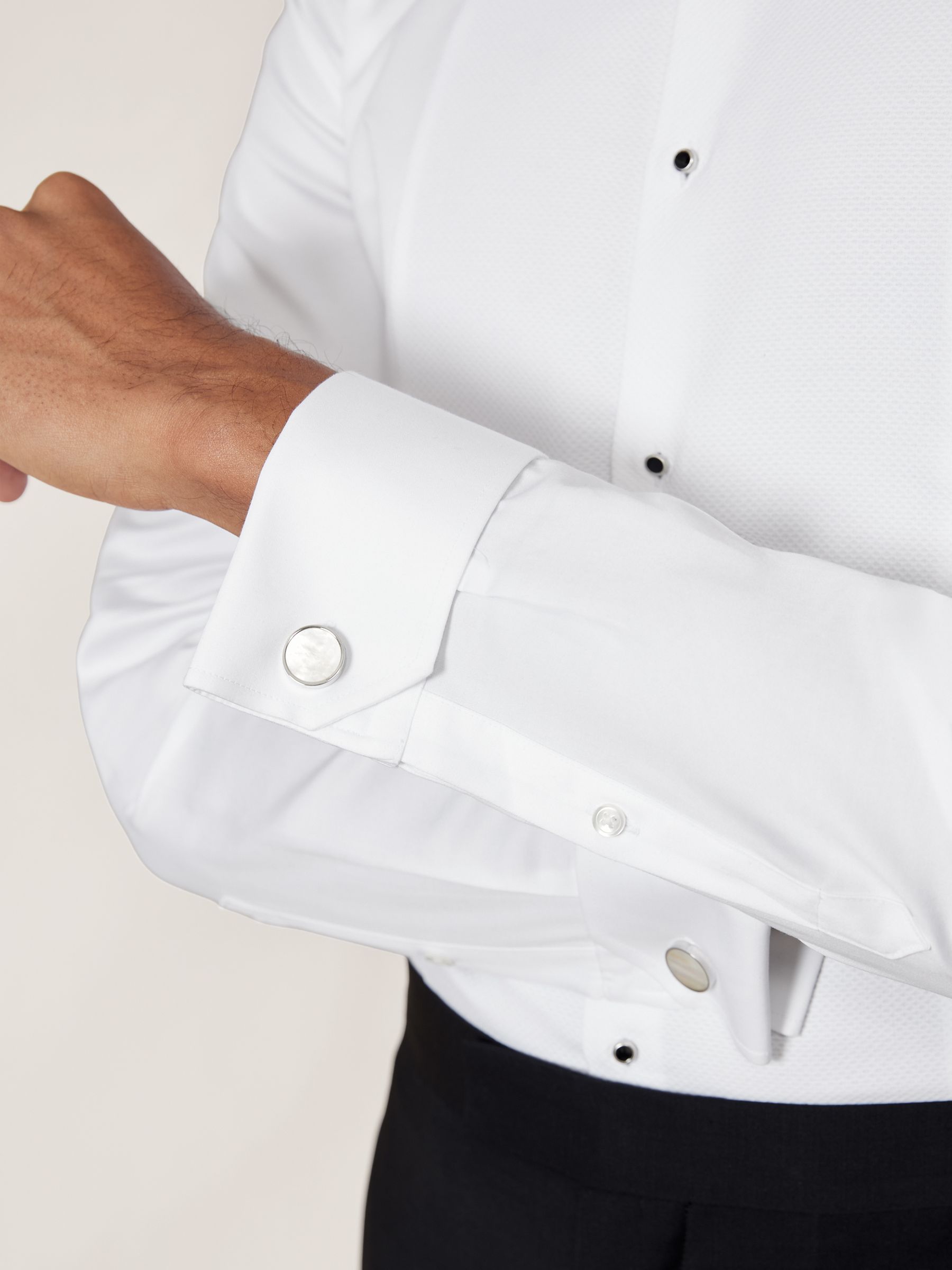 Slim Fit Cotton Double-Cuff Dinner Shirt in White