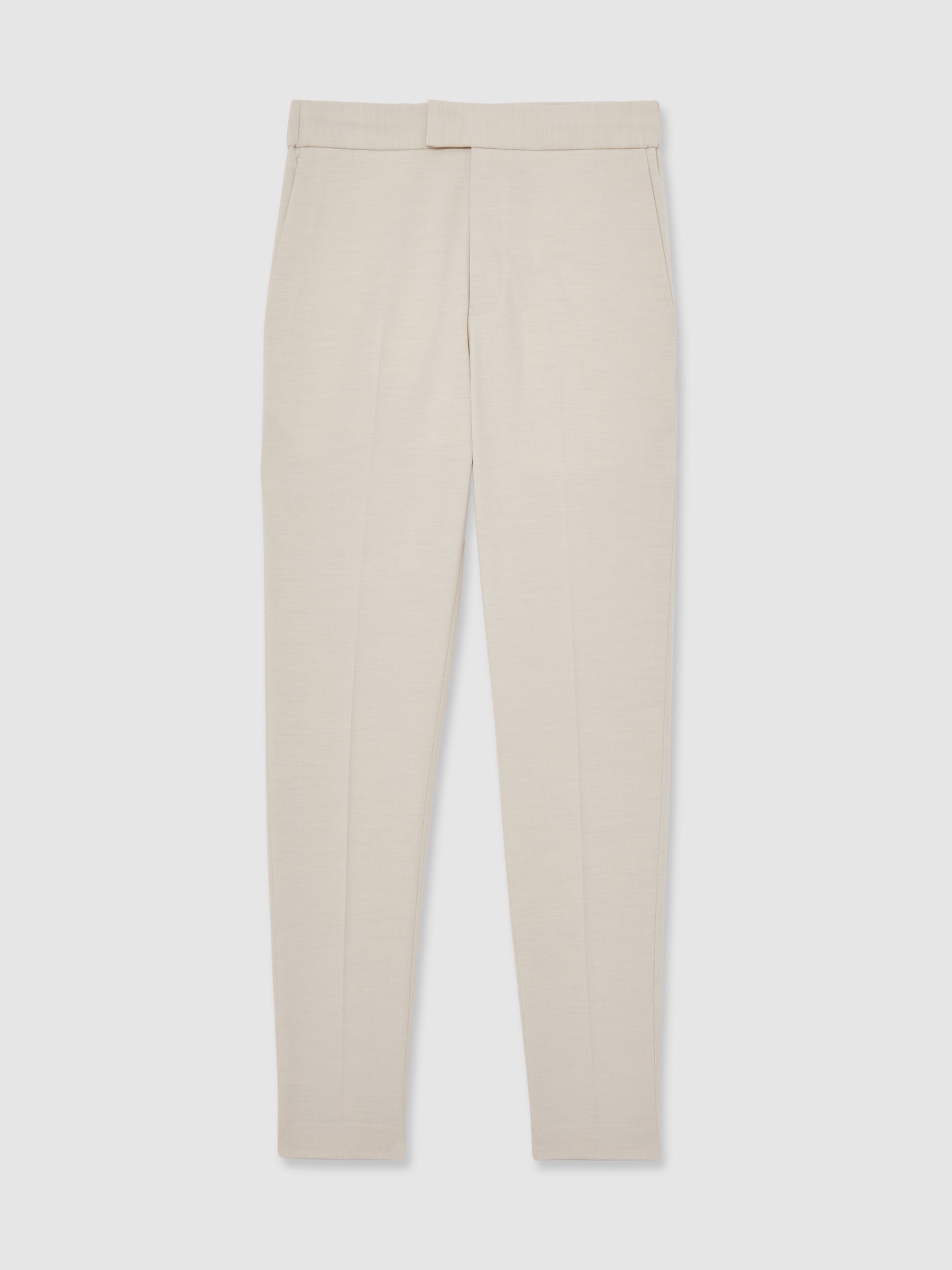 Stretch Slim Fit Drawstring Trousers in Stone