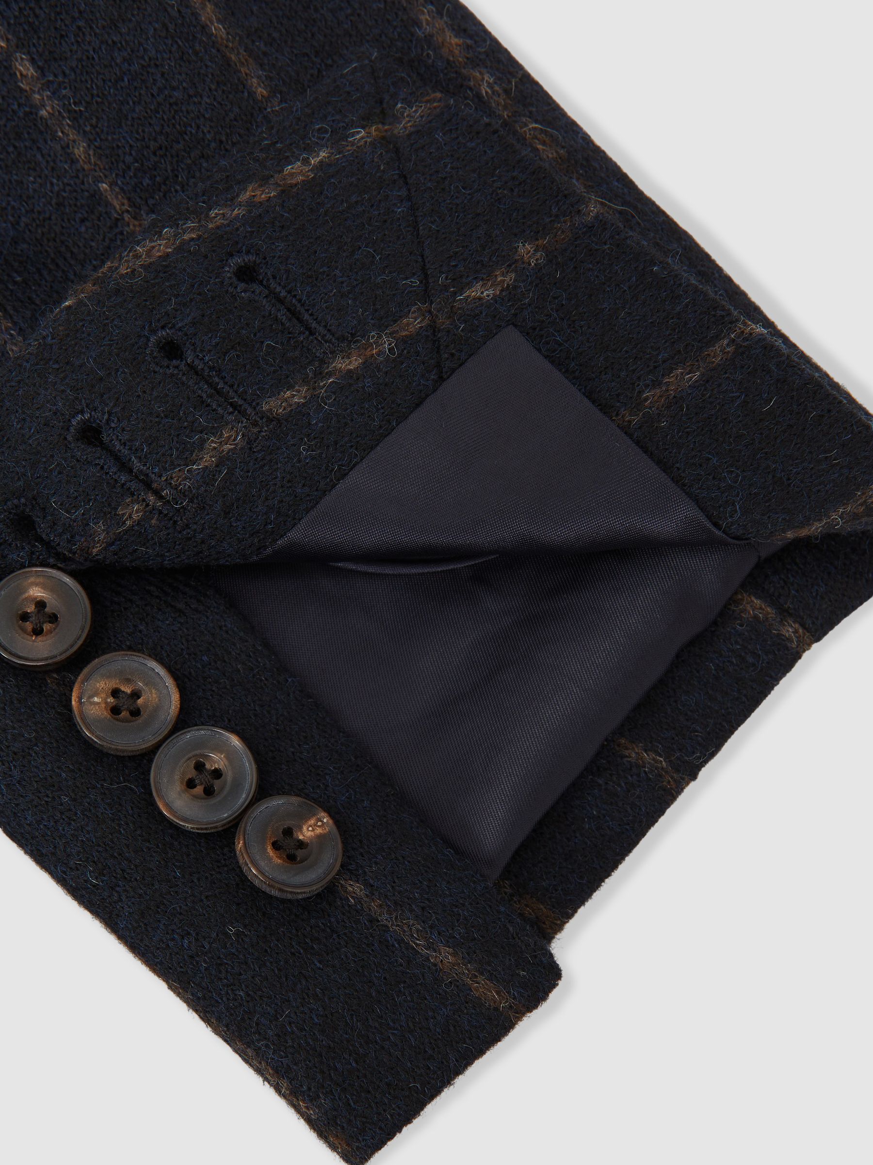 Double-Breasted Chalk-Stripe Blazer Tailored-Fit with Wool in Navy