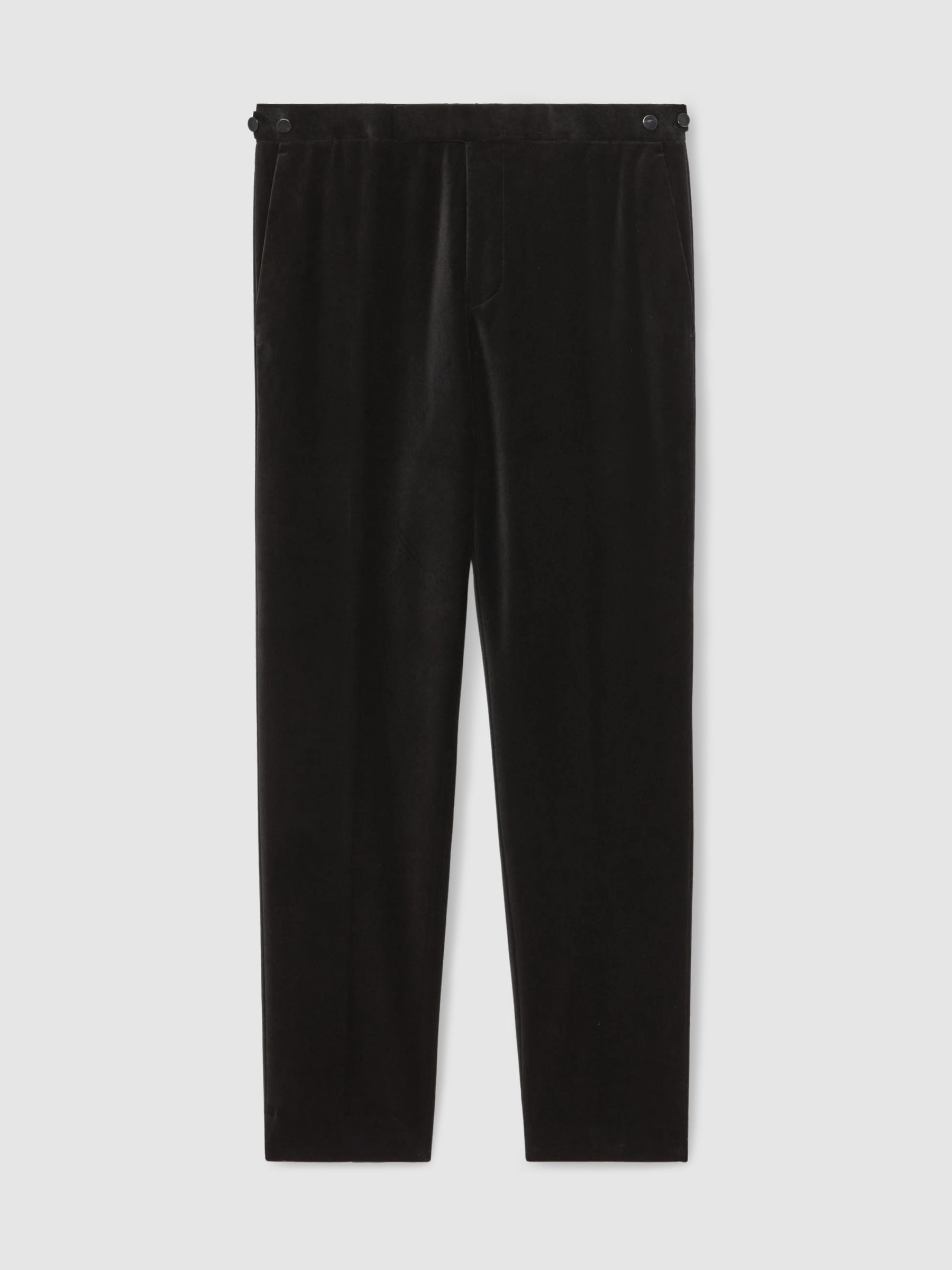 Velvet Slim-Fit Suit Trousers in Black