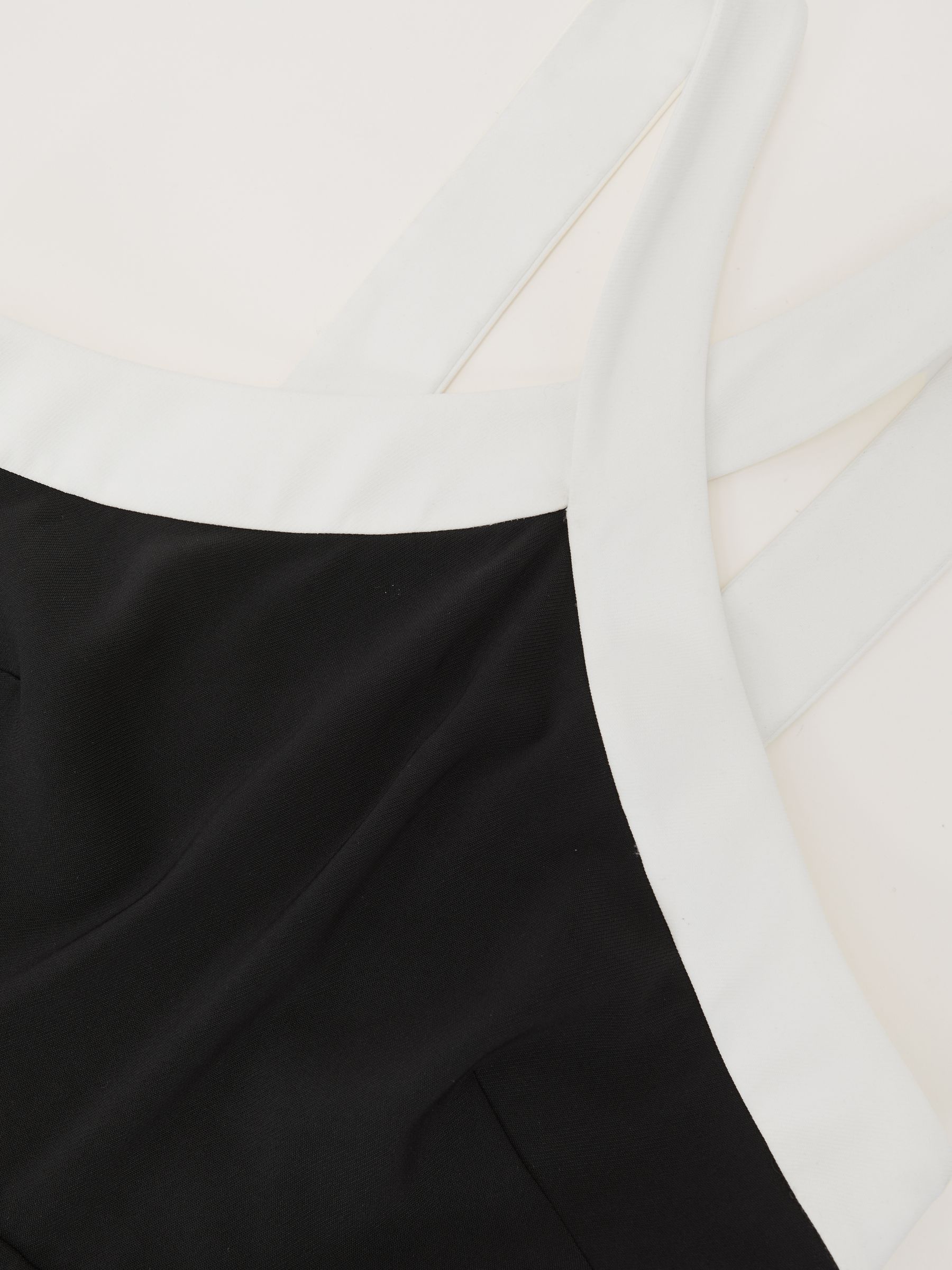 Colour-Block Halter Wide-Leg Jumpsuit in Black/Cream