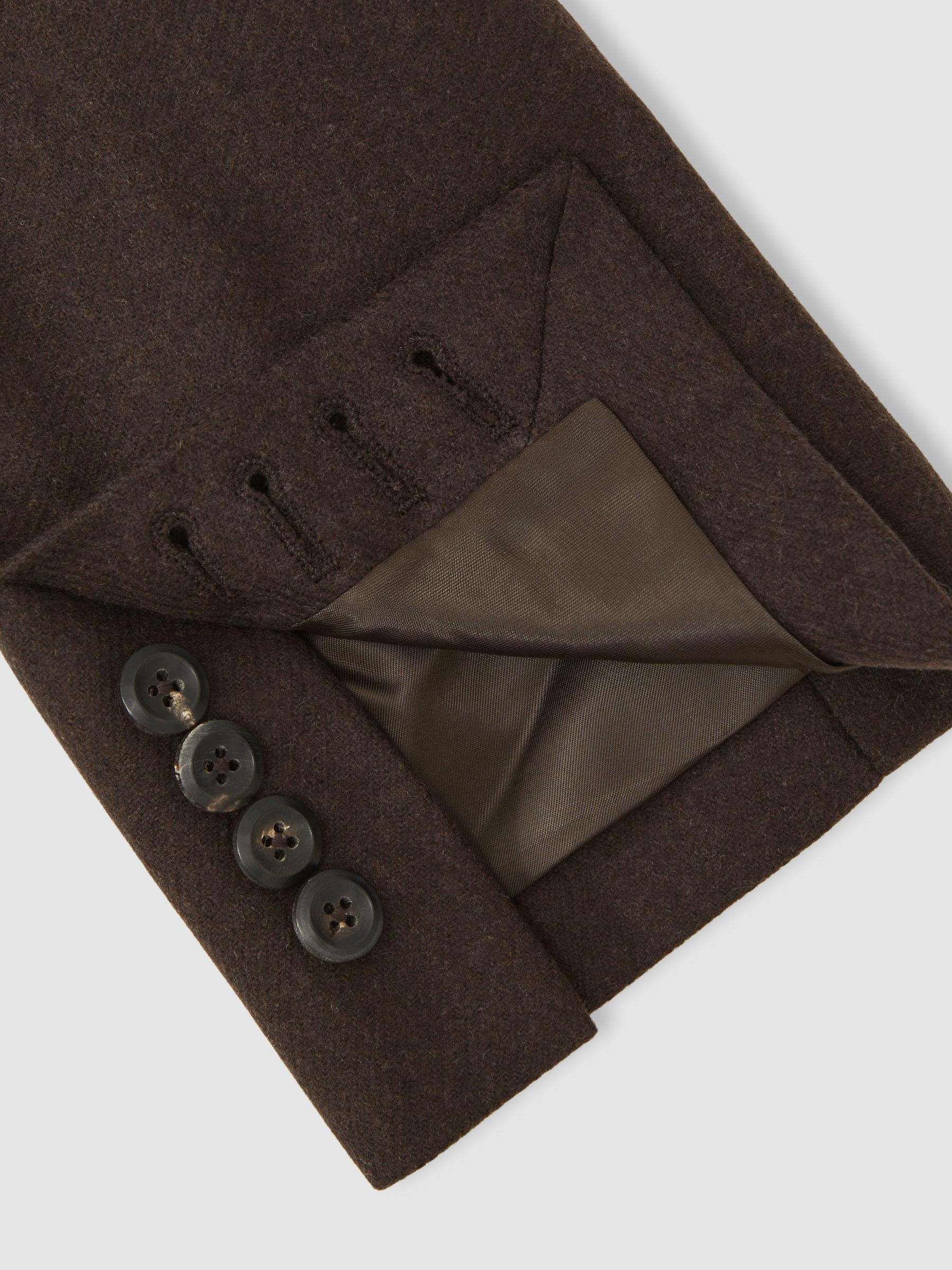 Flannel Slim-Fit Single-Breasted Blazer with Wool in Chocolate Brown