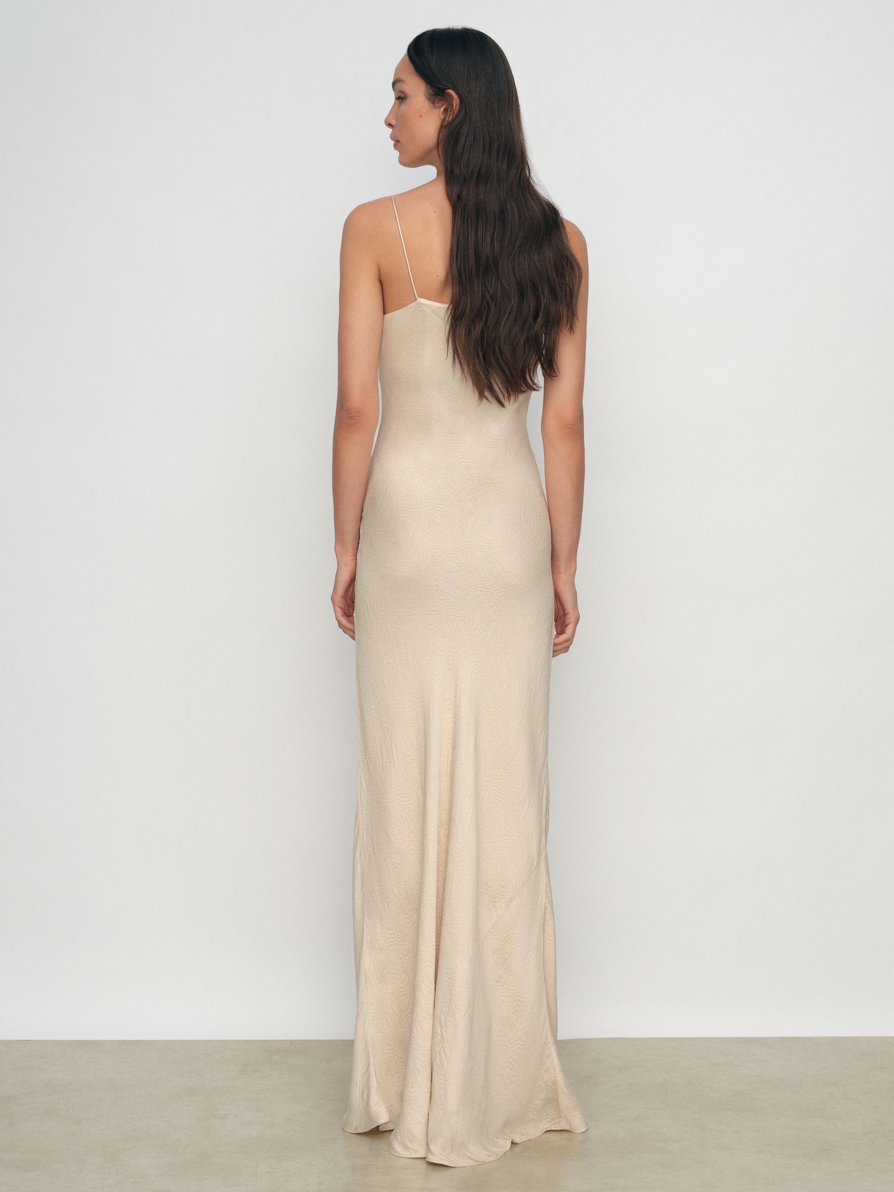 Jacquard Maxi Slip Dress in Champagne Neutral