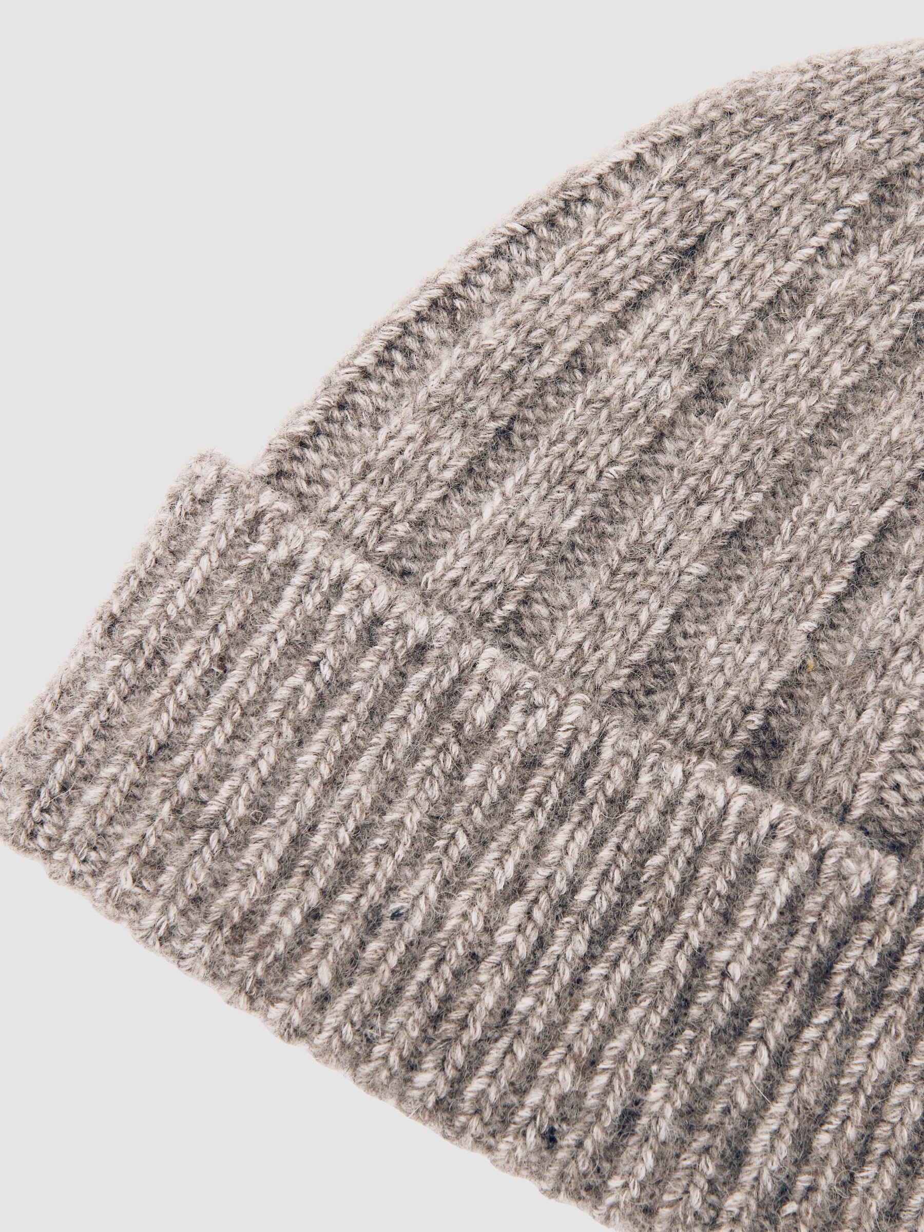 Wool-Blend Chunky Rib-Knit Beanie in Oatmeal Melange