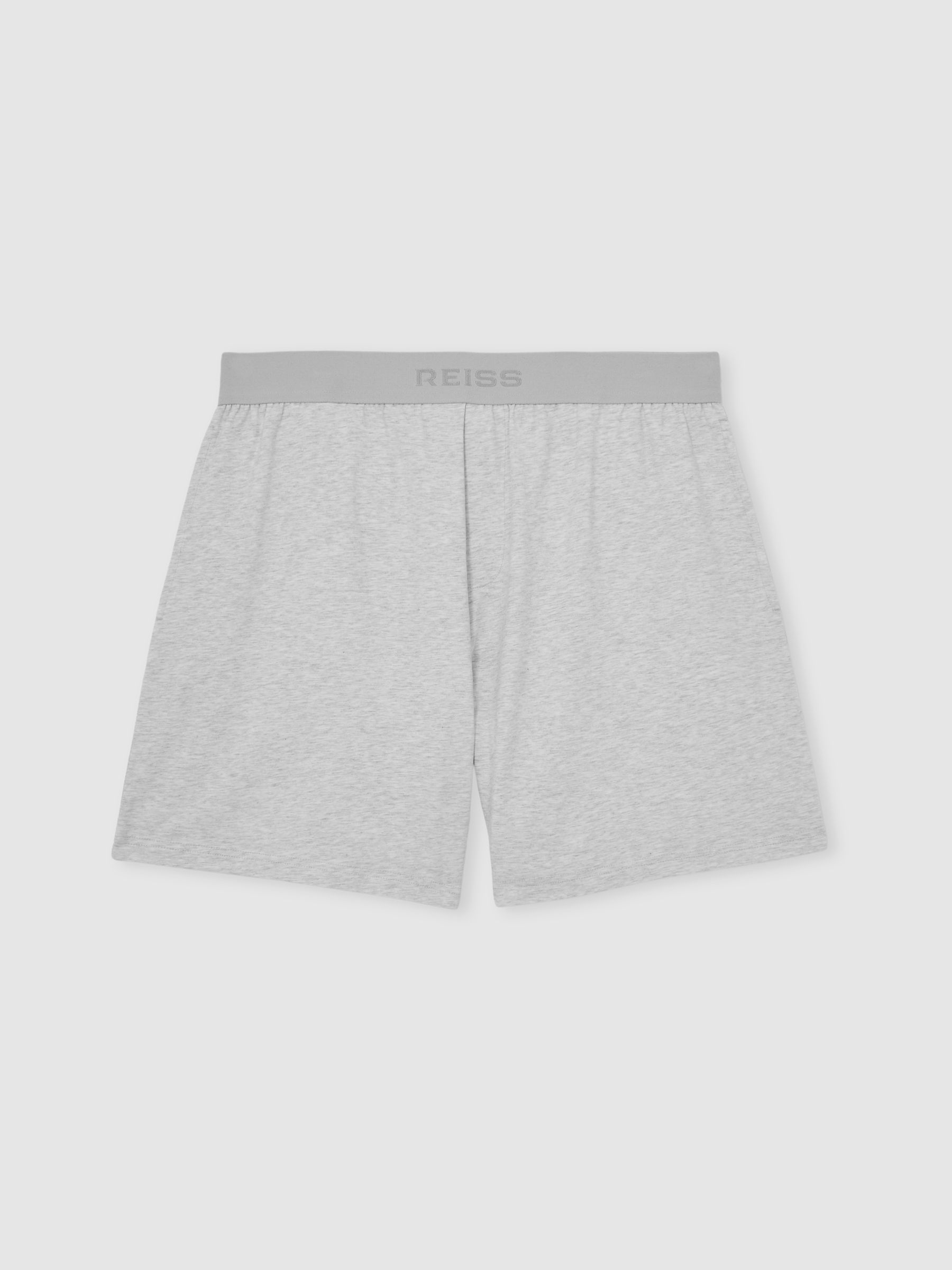 Cotton Jersey Logo-Waistband Shorts with Stretch in Soft Grey