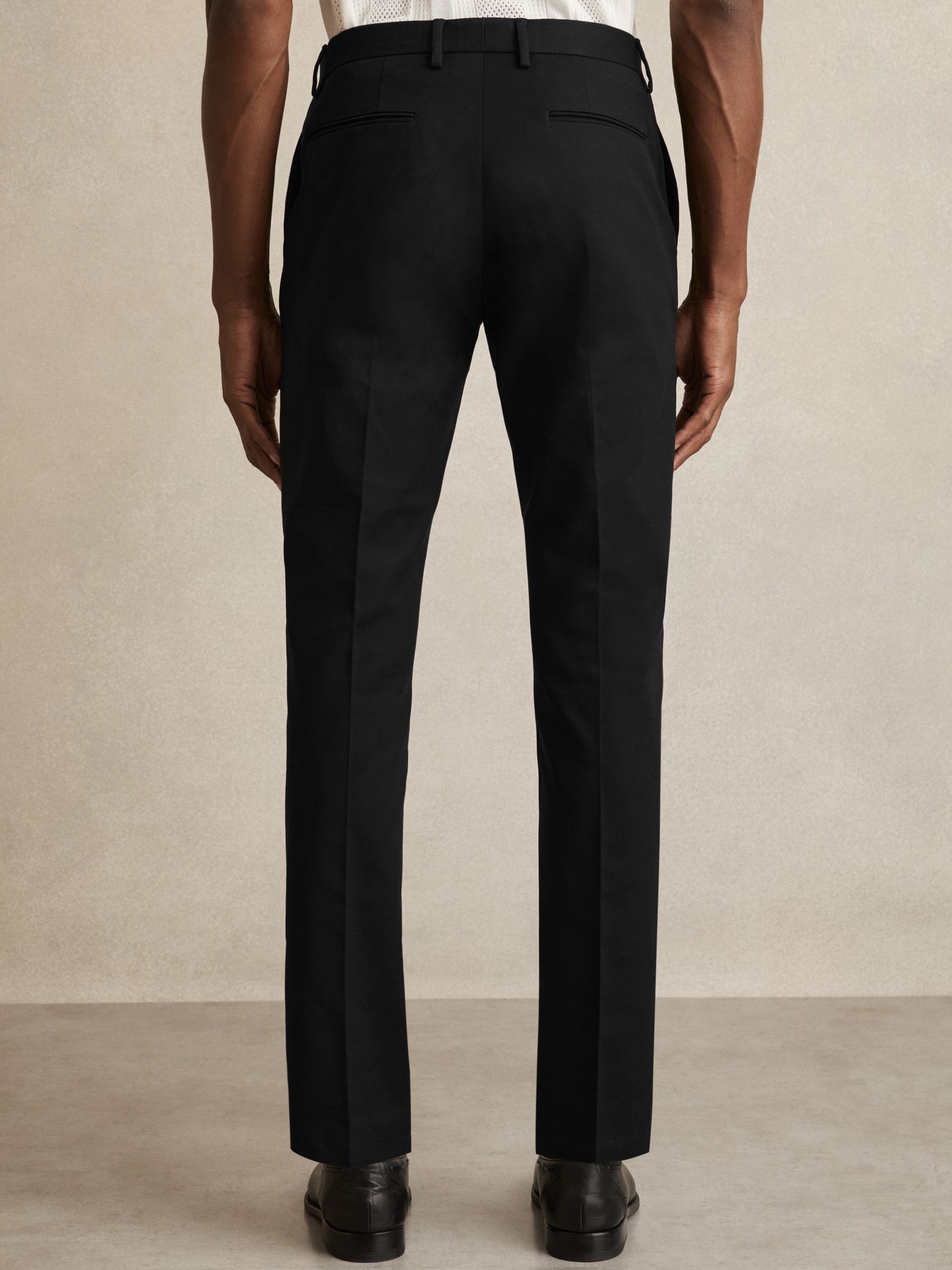 Slim Fit Cotton Blend Chinos in Black