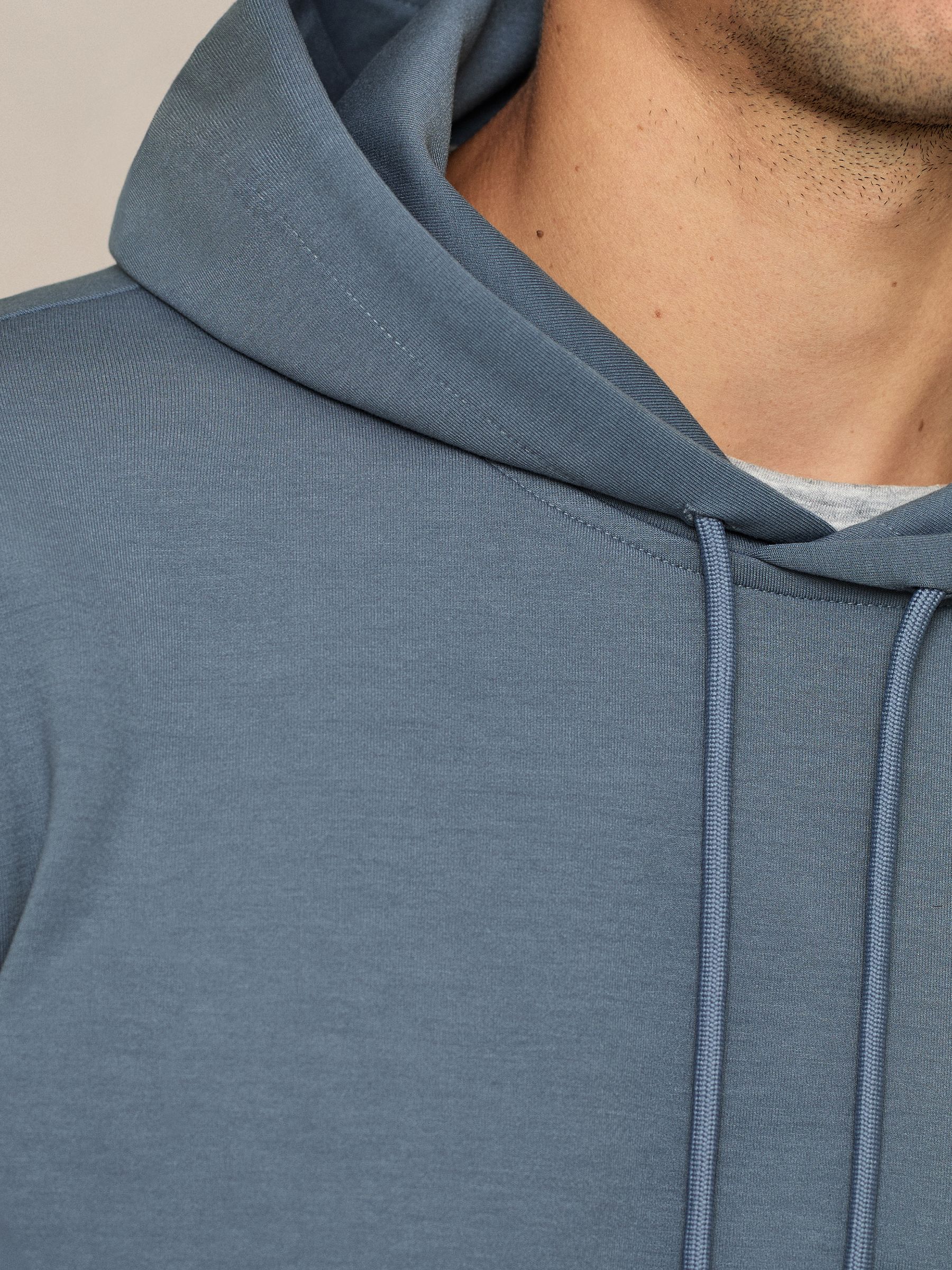 Interlock Jersey Drawstring Hoodie in Airforce Blue