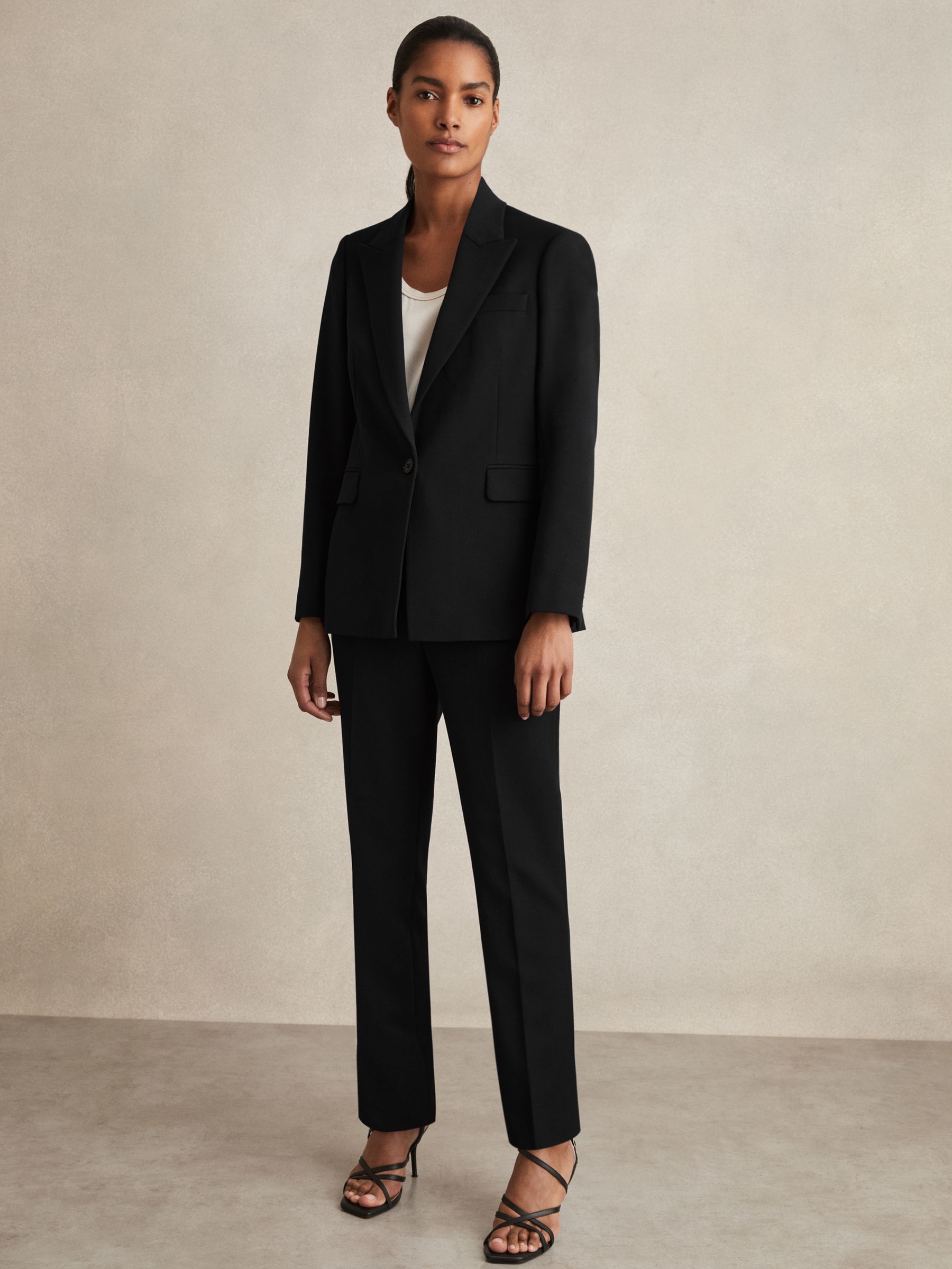 Tailored Single Breasted Suit Blazer in Black