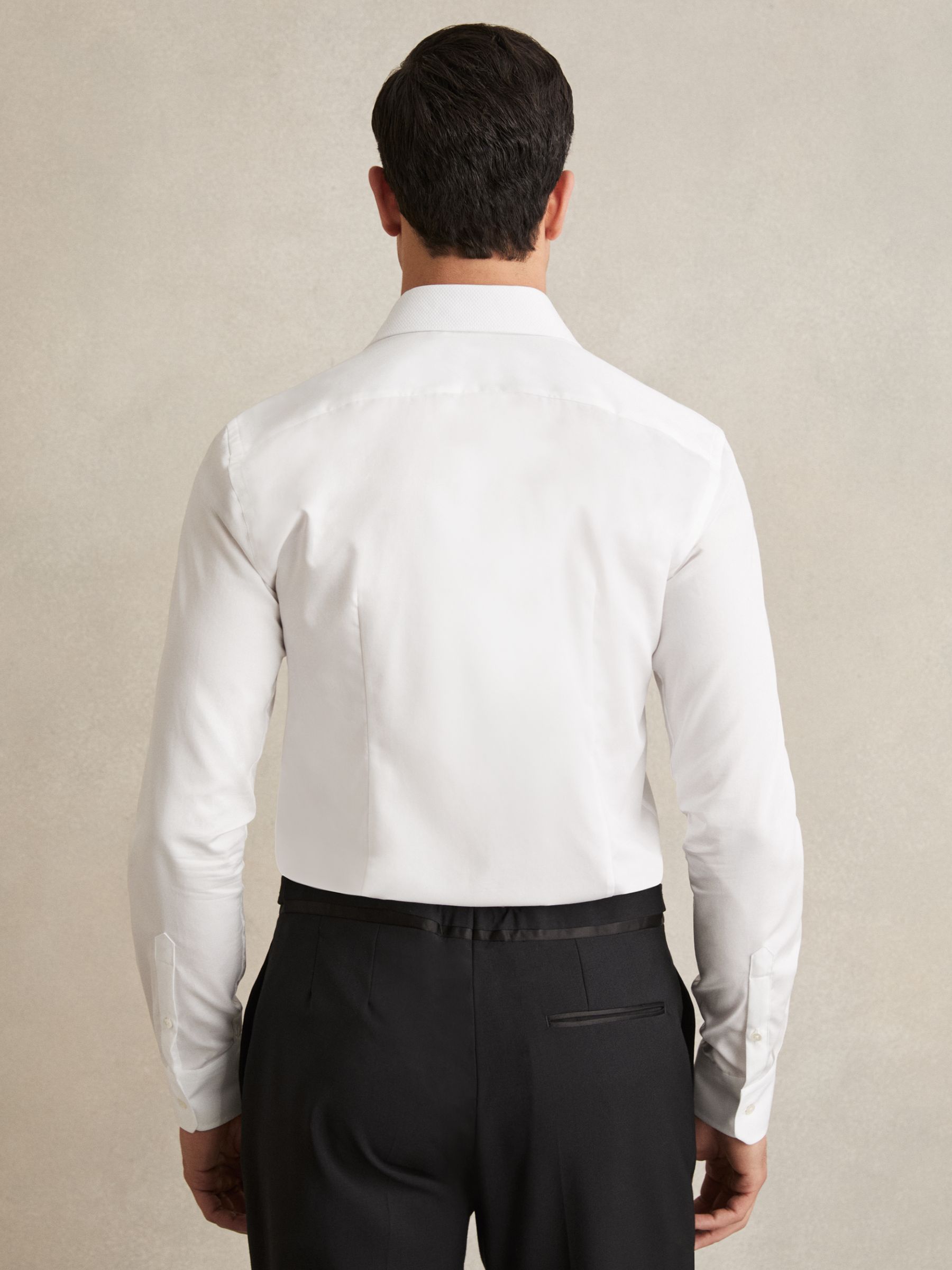 Slim Fit Cotton Dinner Shirt in White