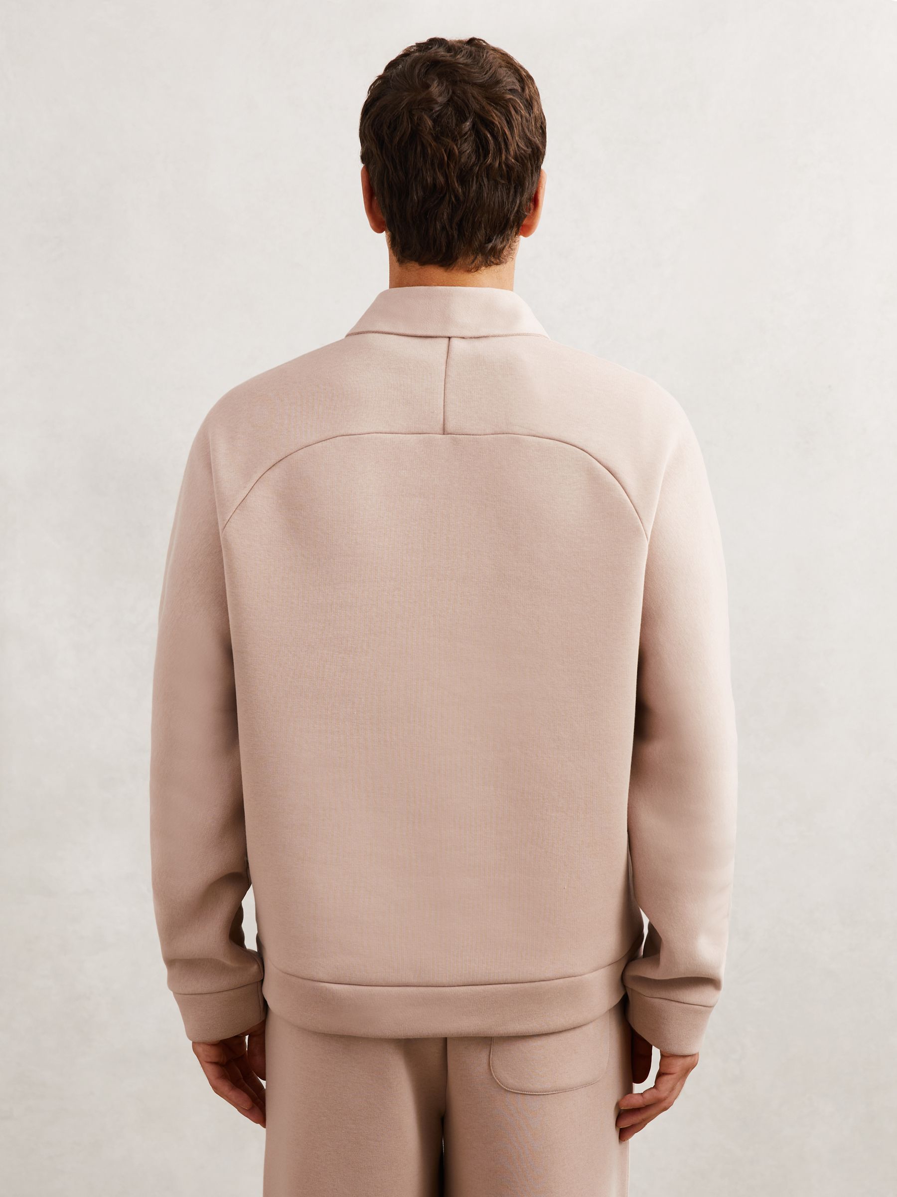 Cotton-Blend Fleece-Back Polo Shirt in Pink