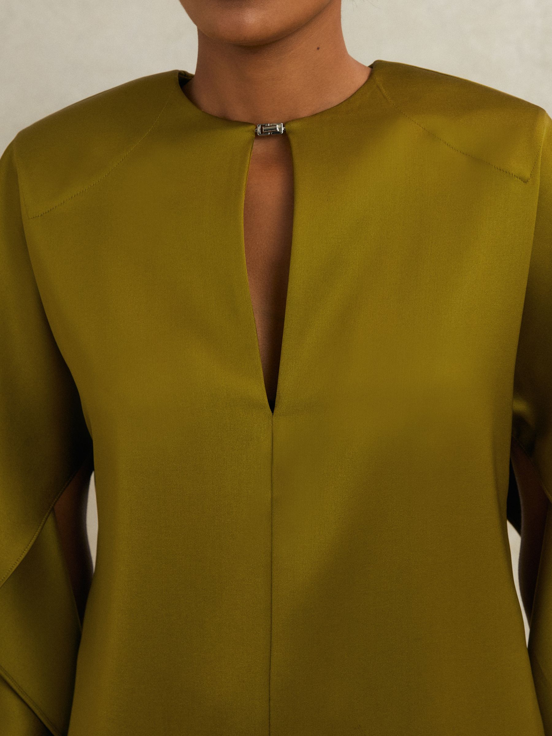 Atelier Satin Turn-Lock Mini Dress in Green