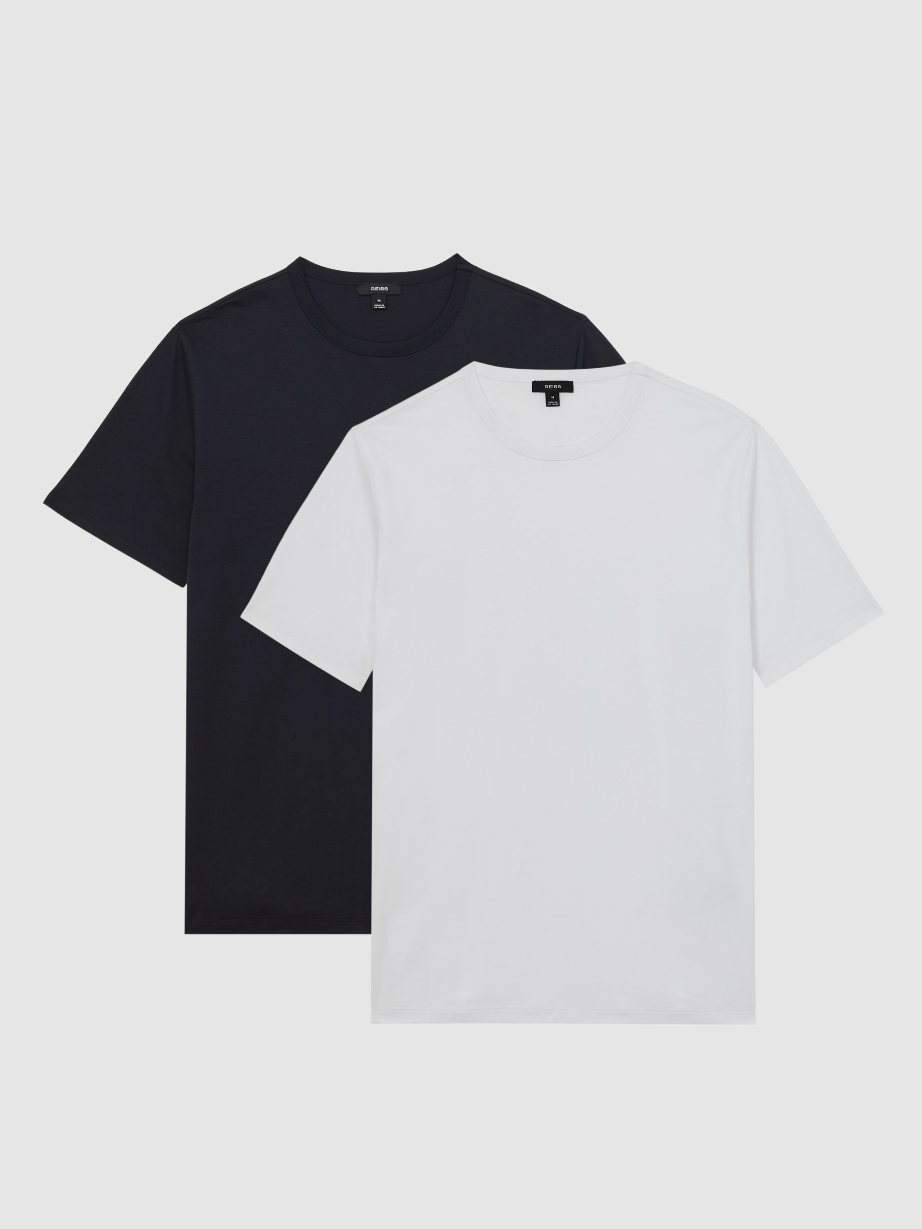 2 Pack Airwater-Cotton Crew T-Shirt in Navy/White