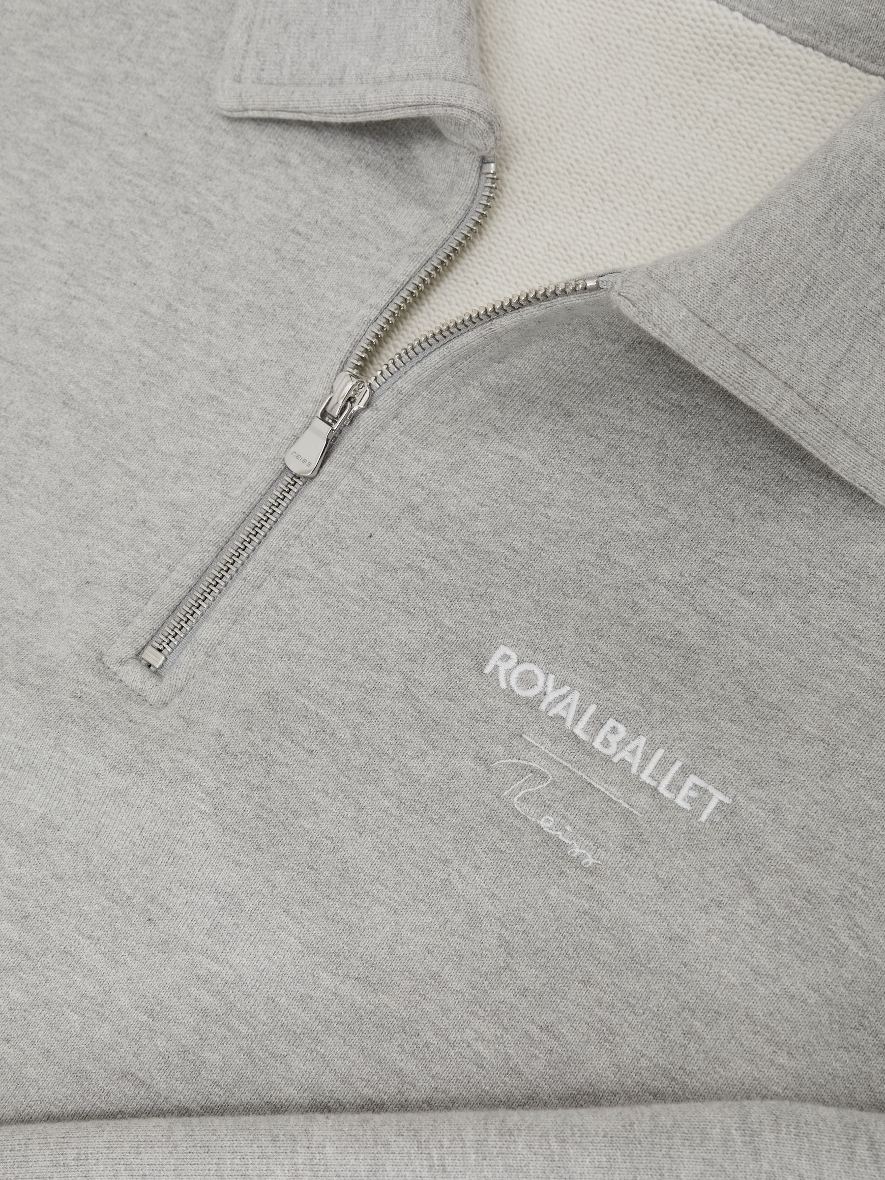 Reiss | Royal Ballet Zip Sweatshirt Unisex Fit in Grey Melange