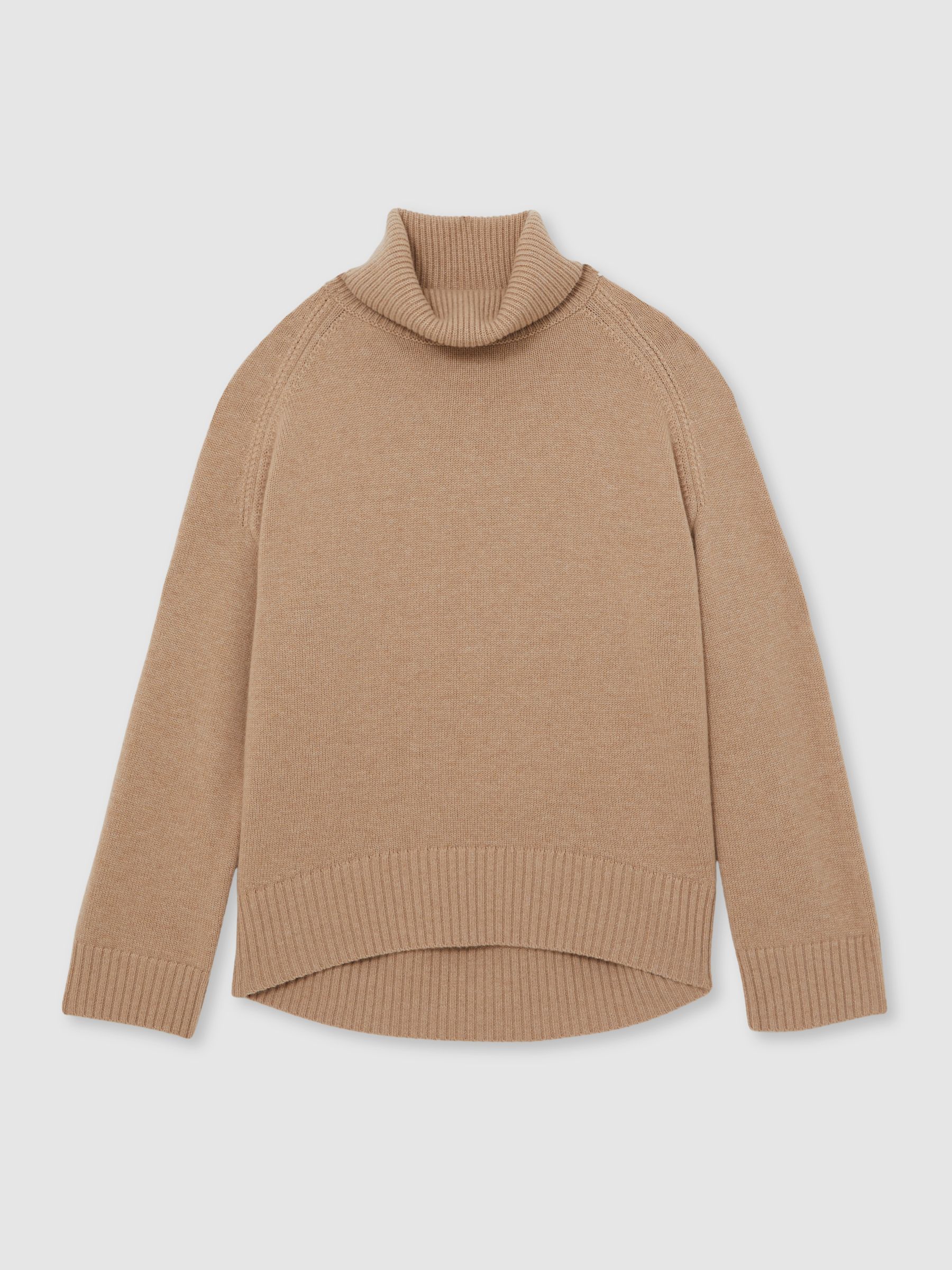 Wool-Cashmere Roll-Neck Jumper in Camel