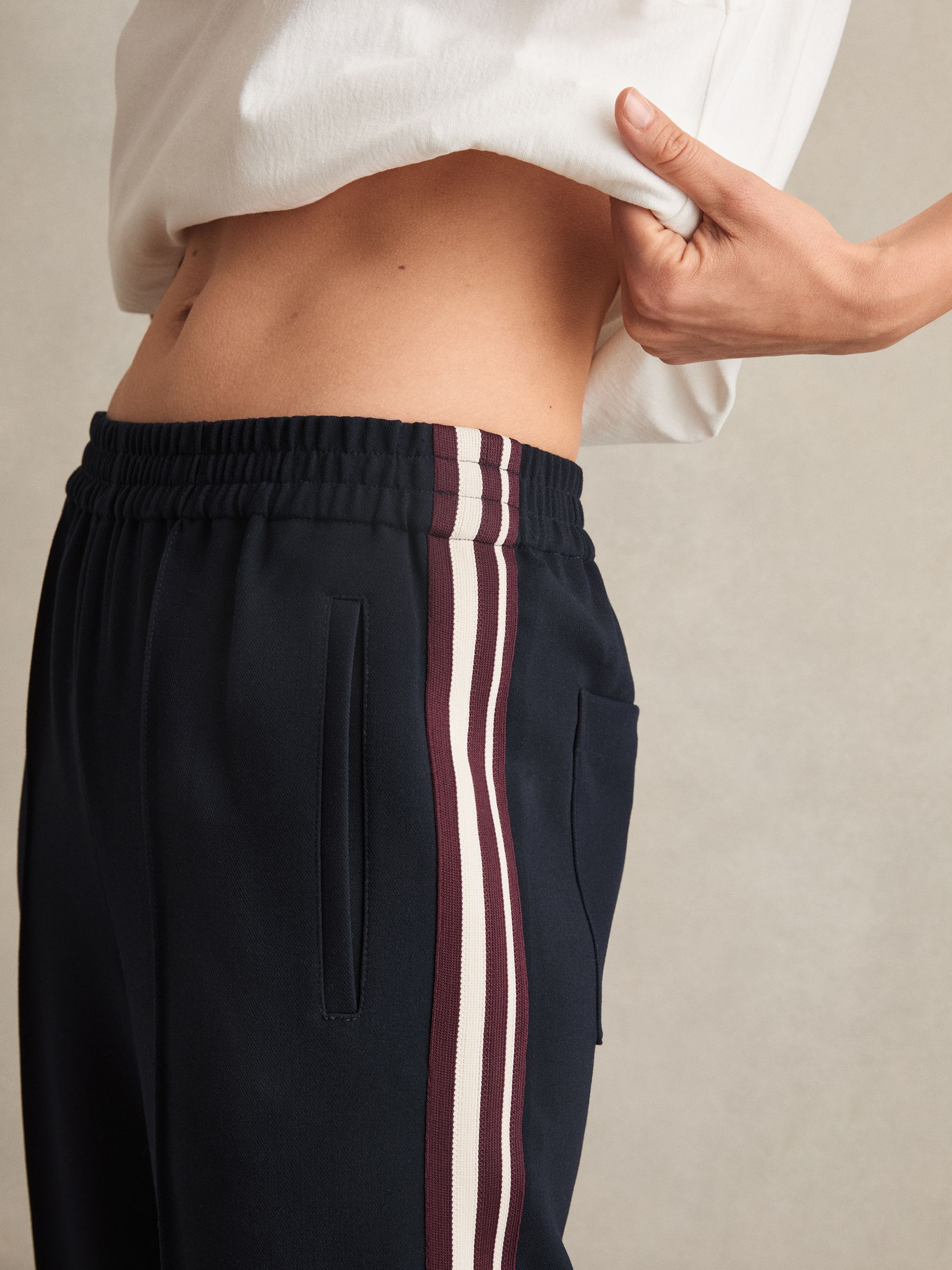 Petite Side-Stripe Wide-Leg Trousers in Navy