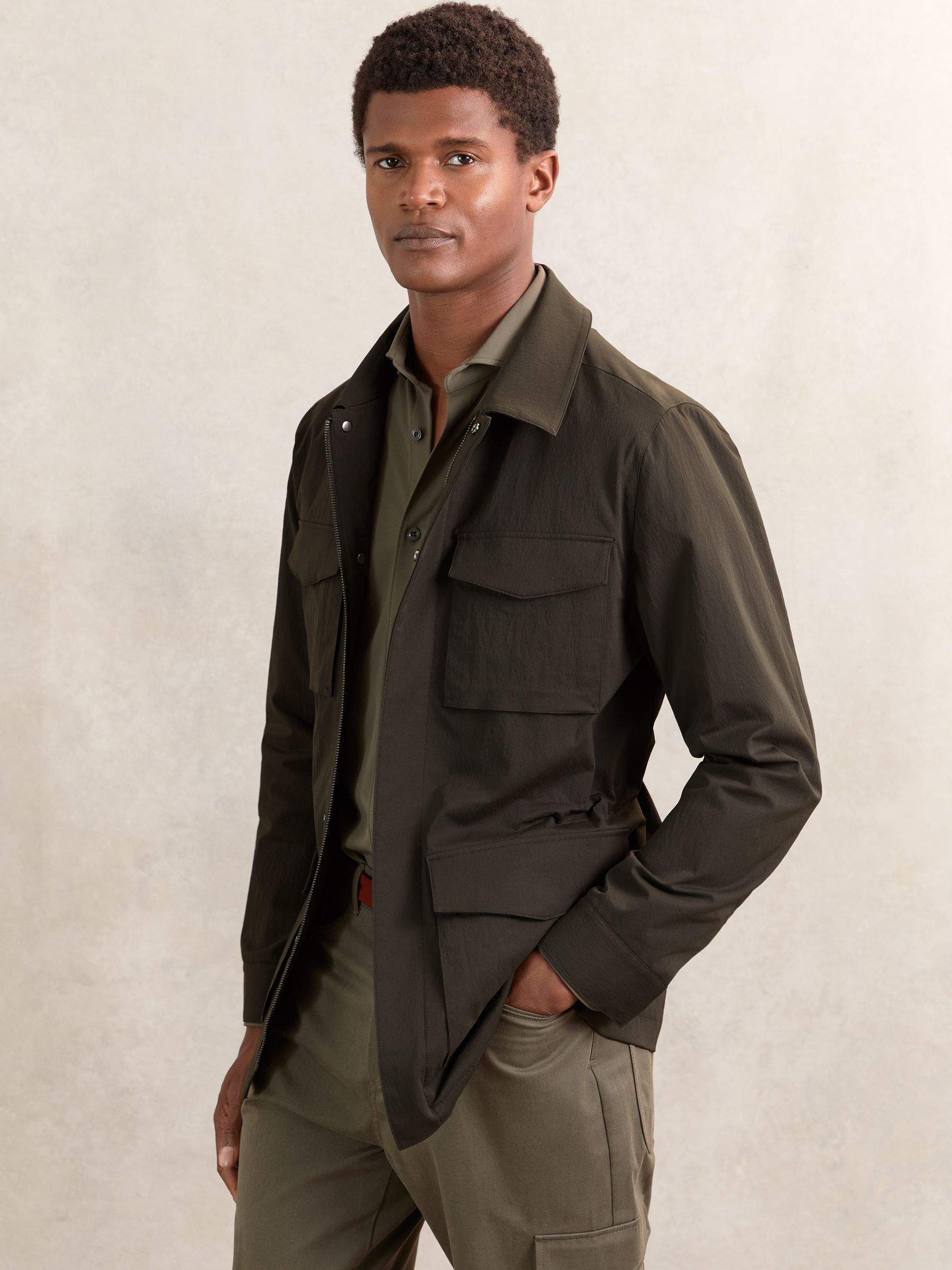 Removable-Gilet Safari Jacket in Green
