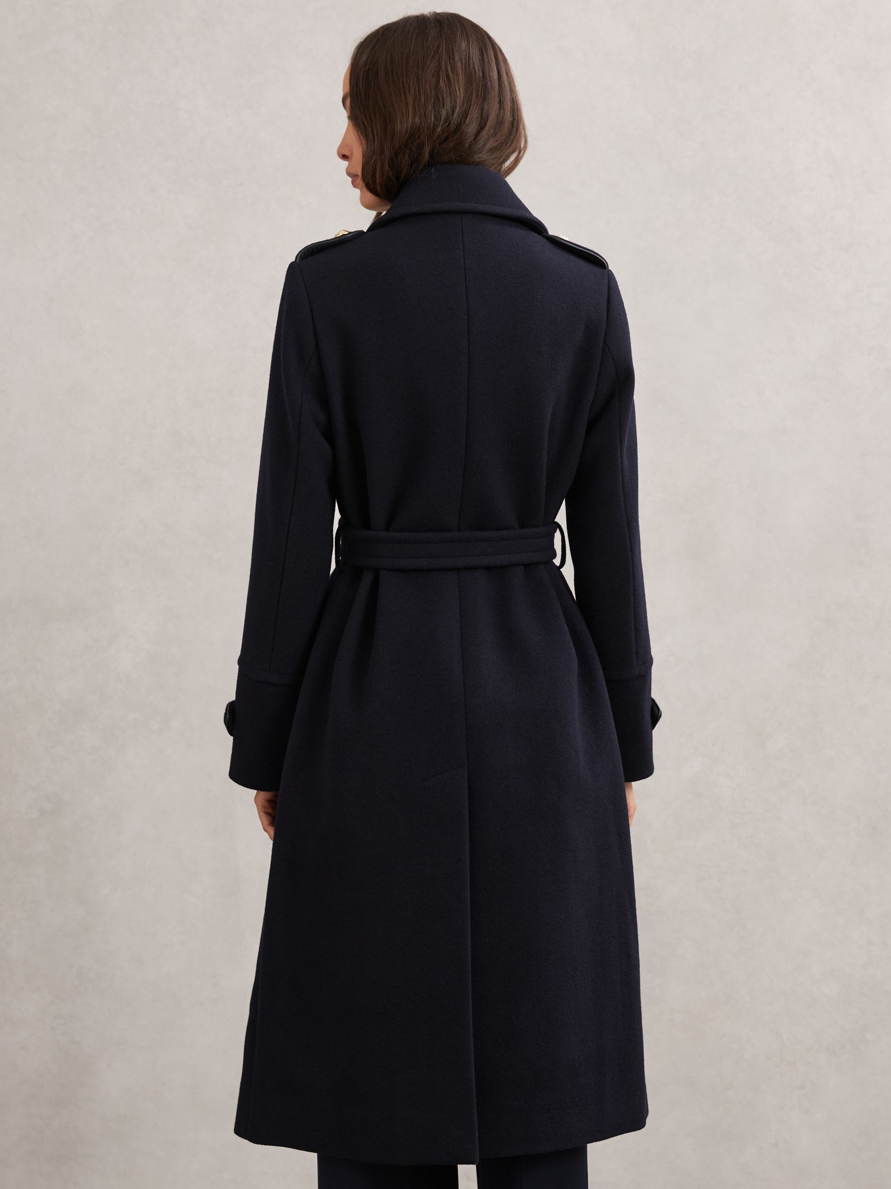 Petite Wool-Blend Double-Breasted Coat in Navy