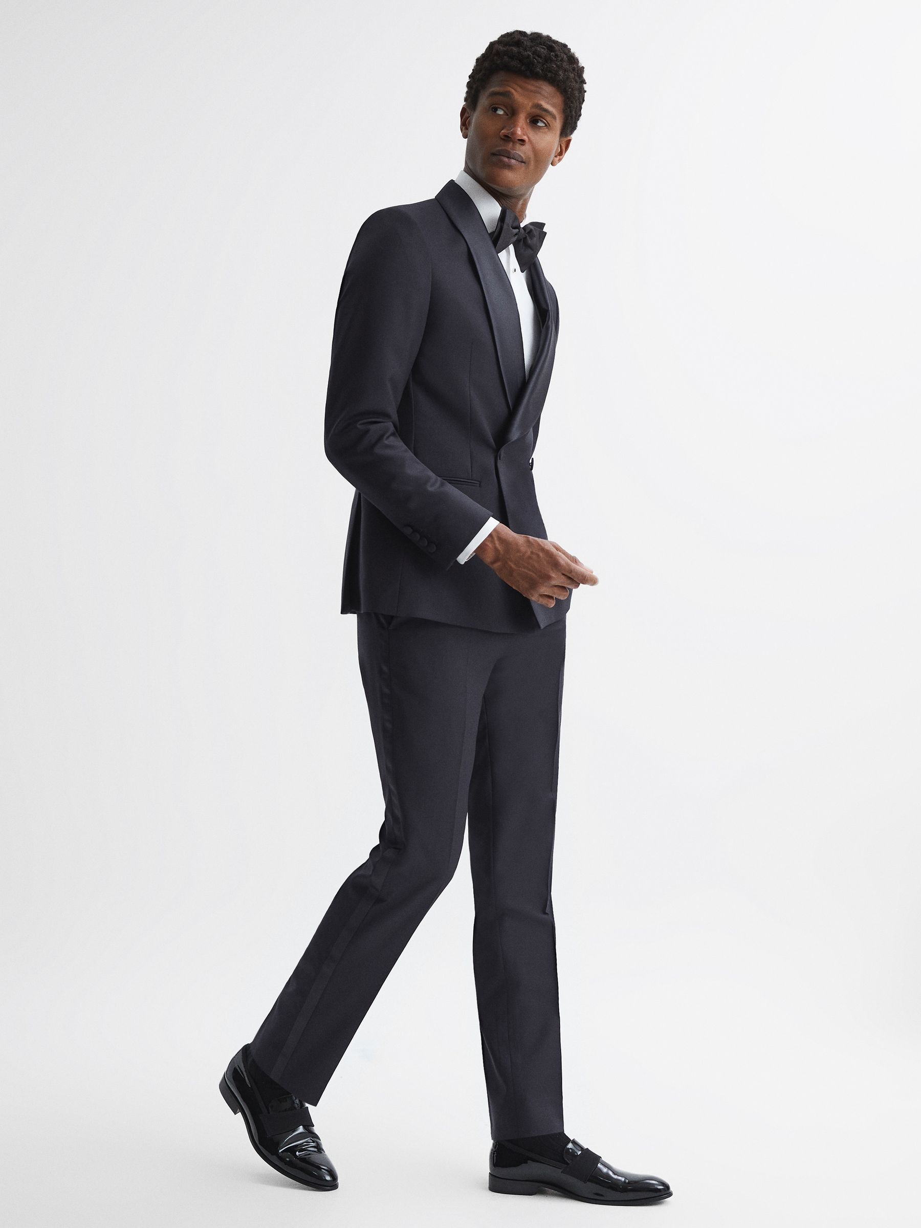 Expose T Navy Wool Textured Regular Fit Trousers