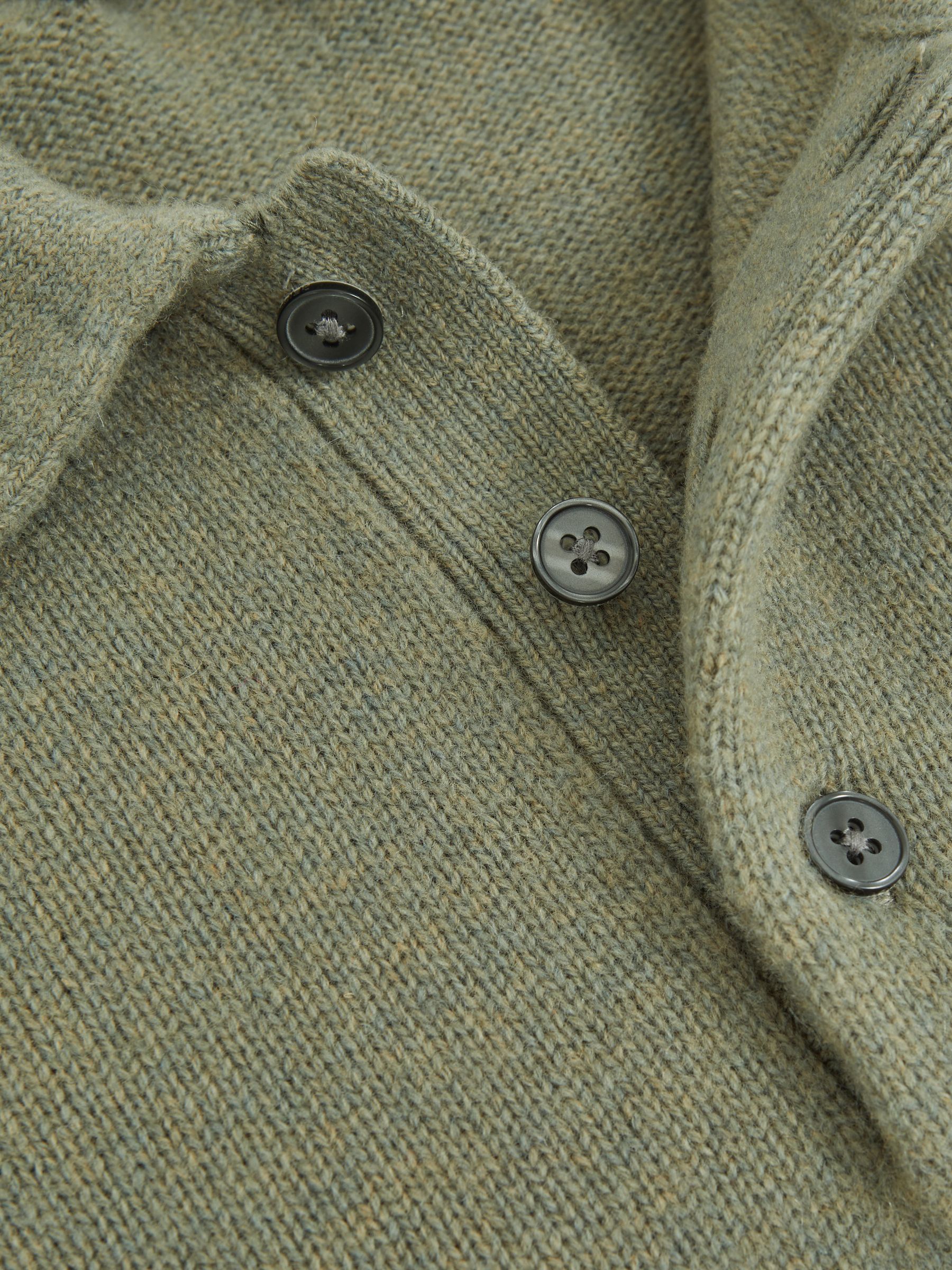 Wool-Blend Polo Jumper with Cashmere in Sage Green