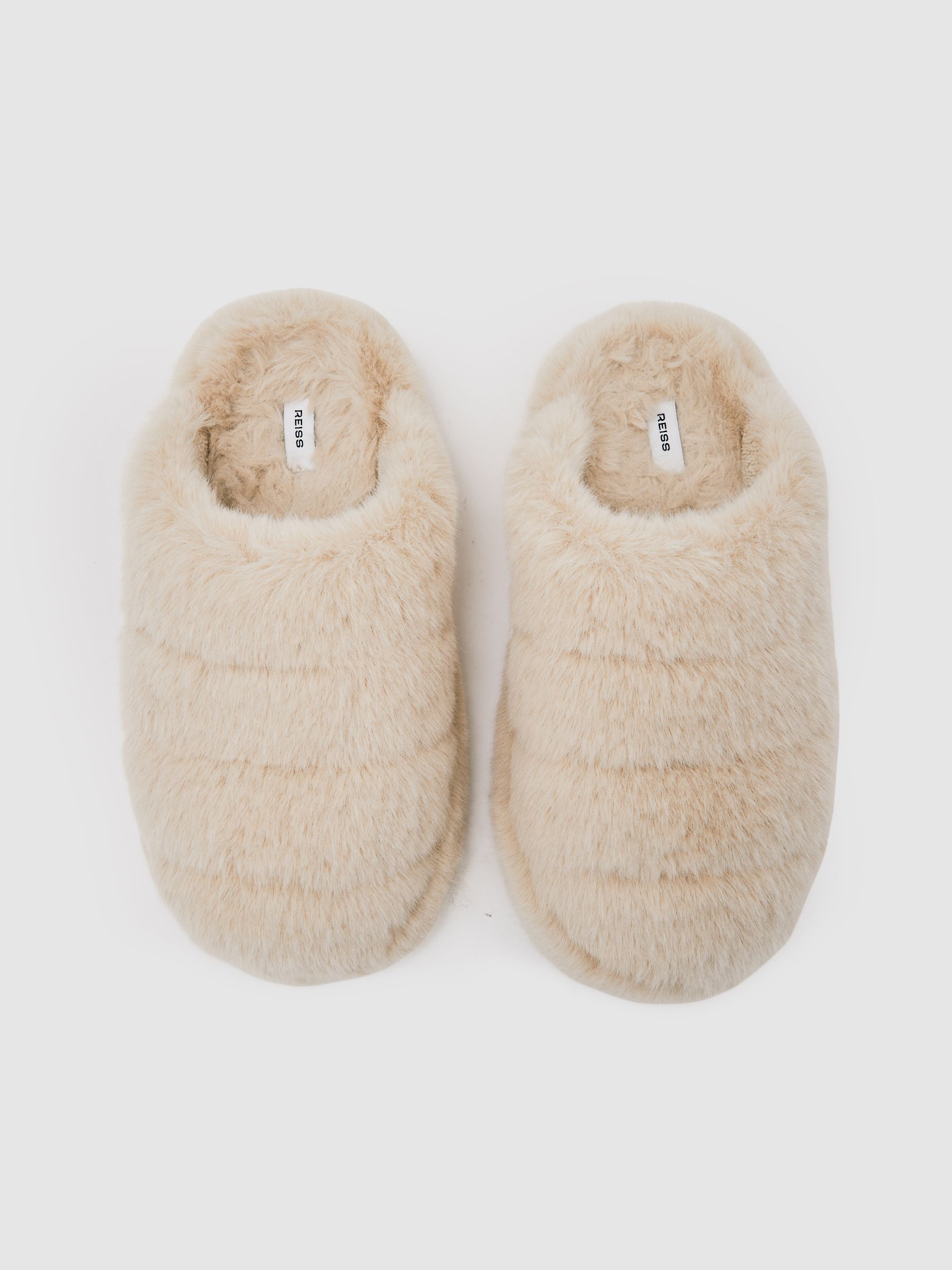 Faux Fur Slippers in Cream