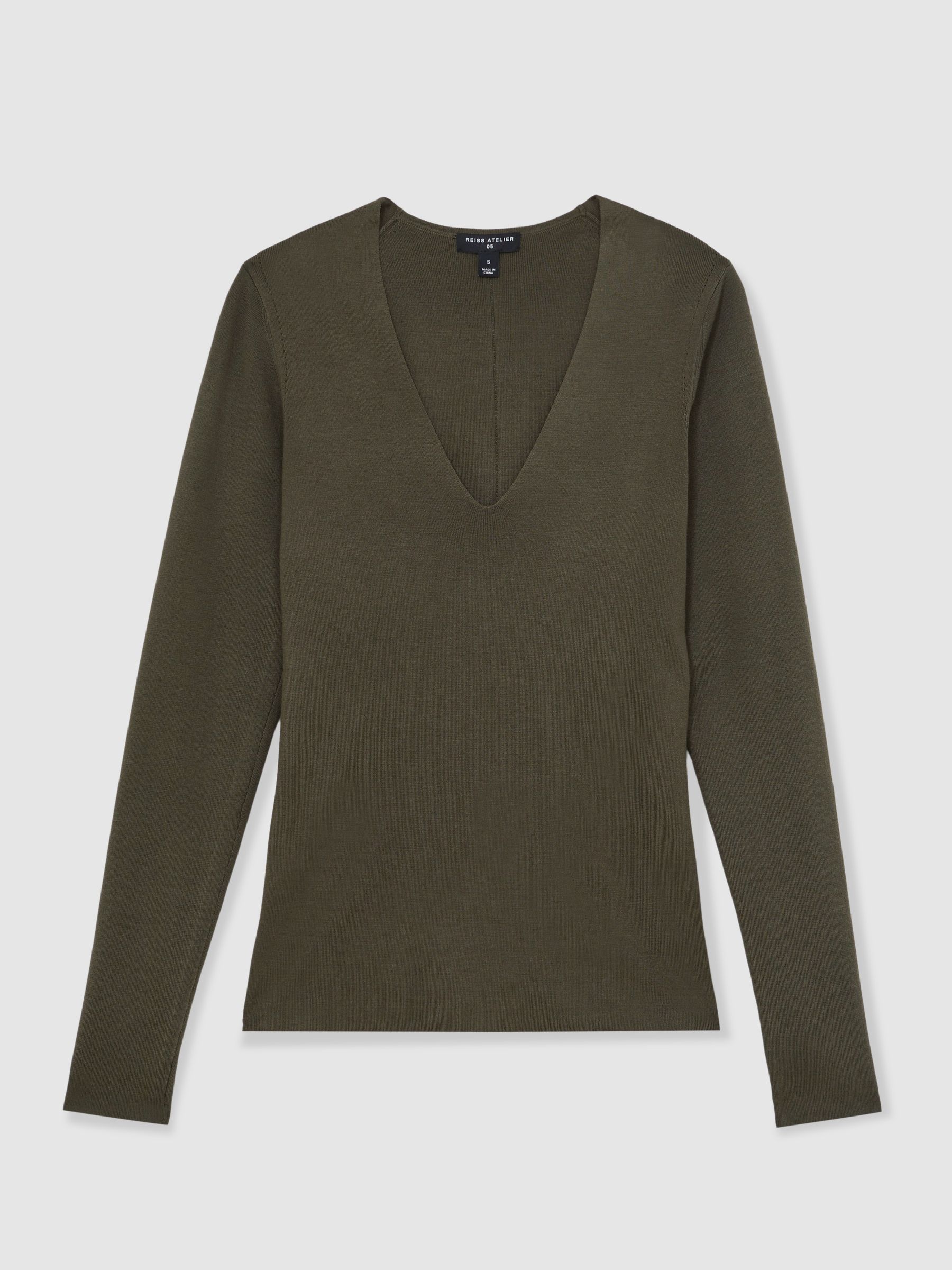Atelier Knitted Silk-Blend Top in Khaki