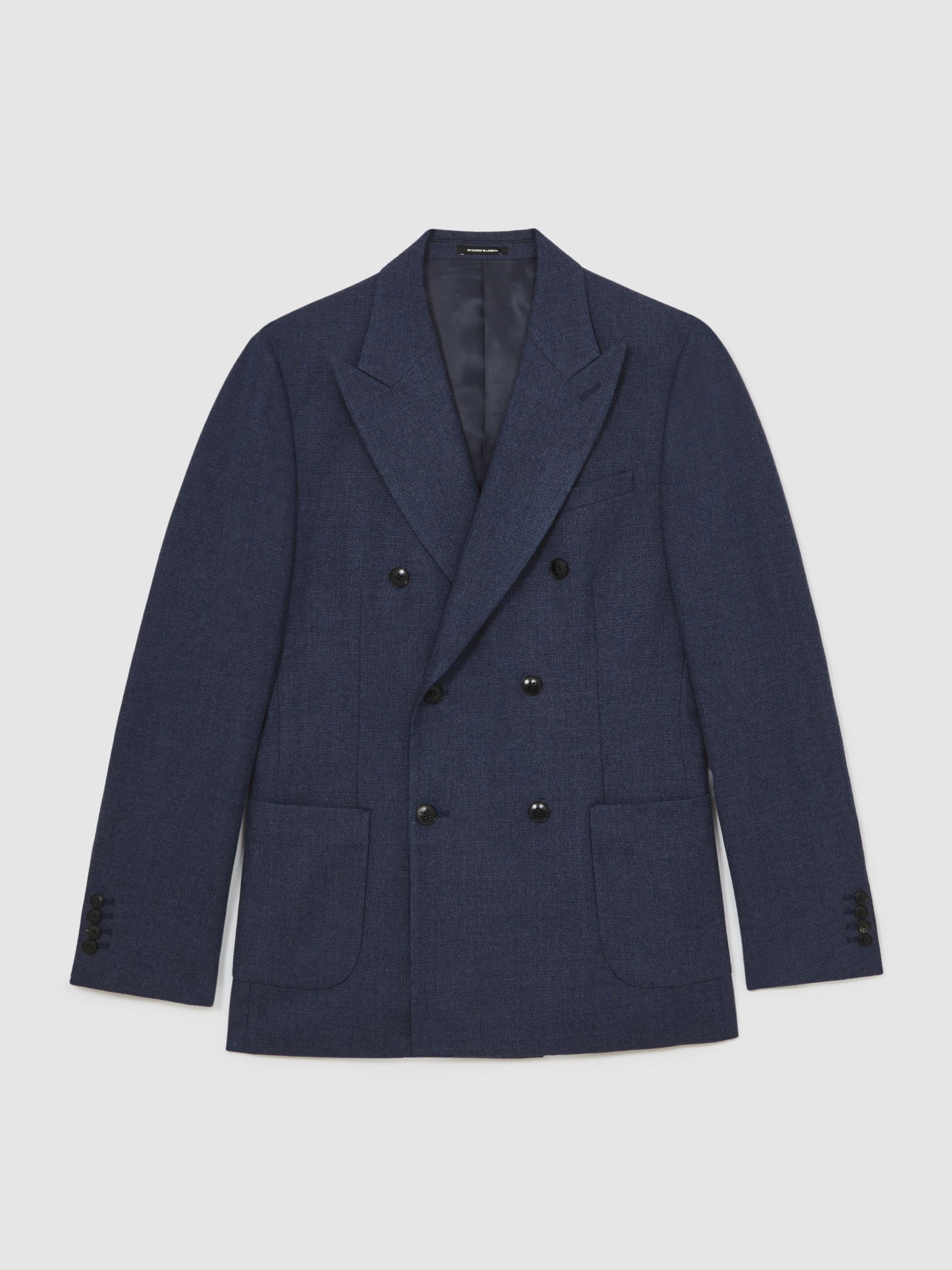 Wool-Blend Double-Breasted Blazer Slim-Fit in Navy