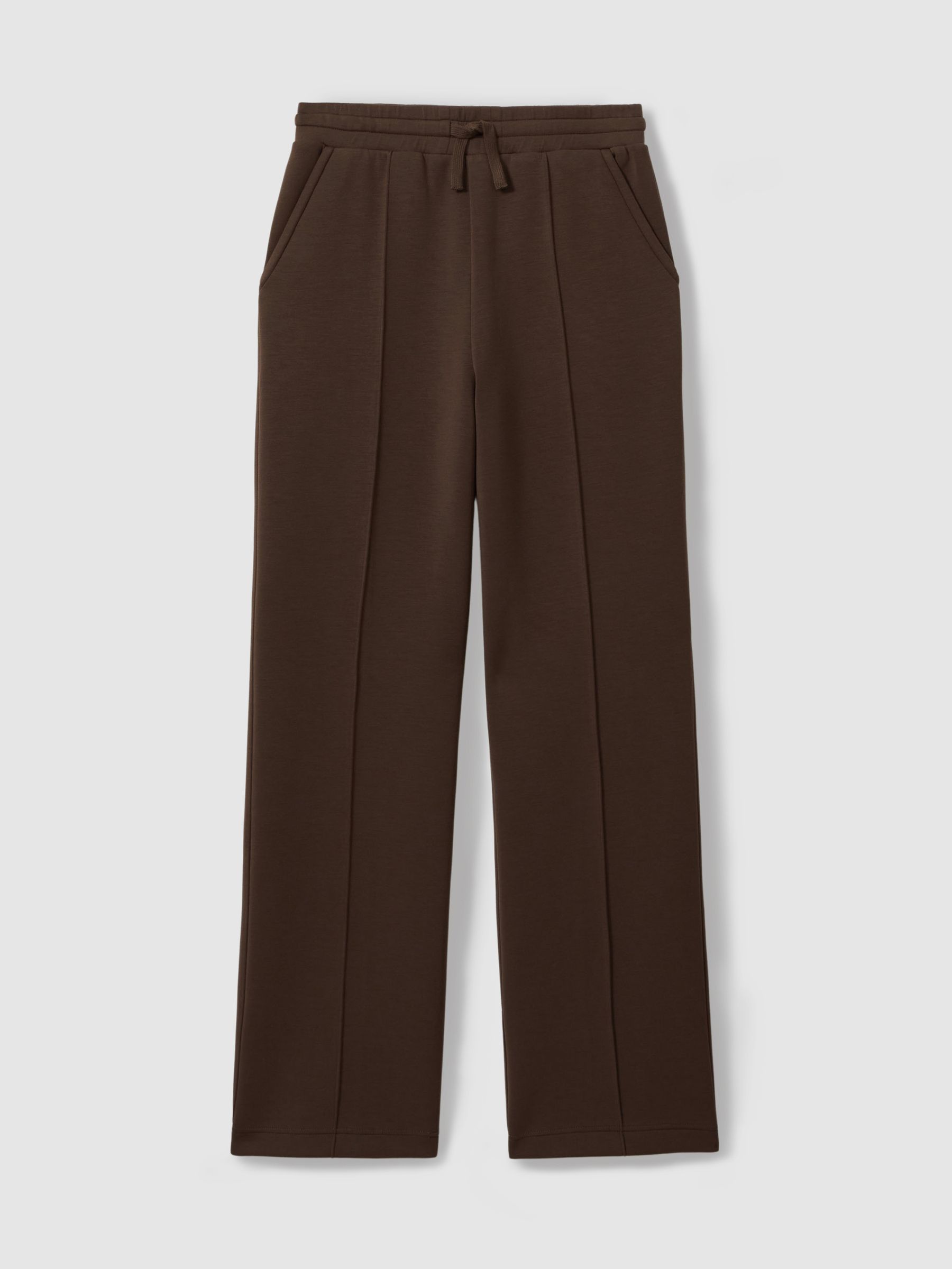 Petite Interlock Wide-Leg Joggers in Chocolate