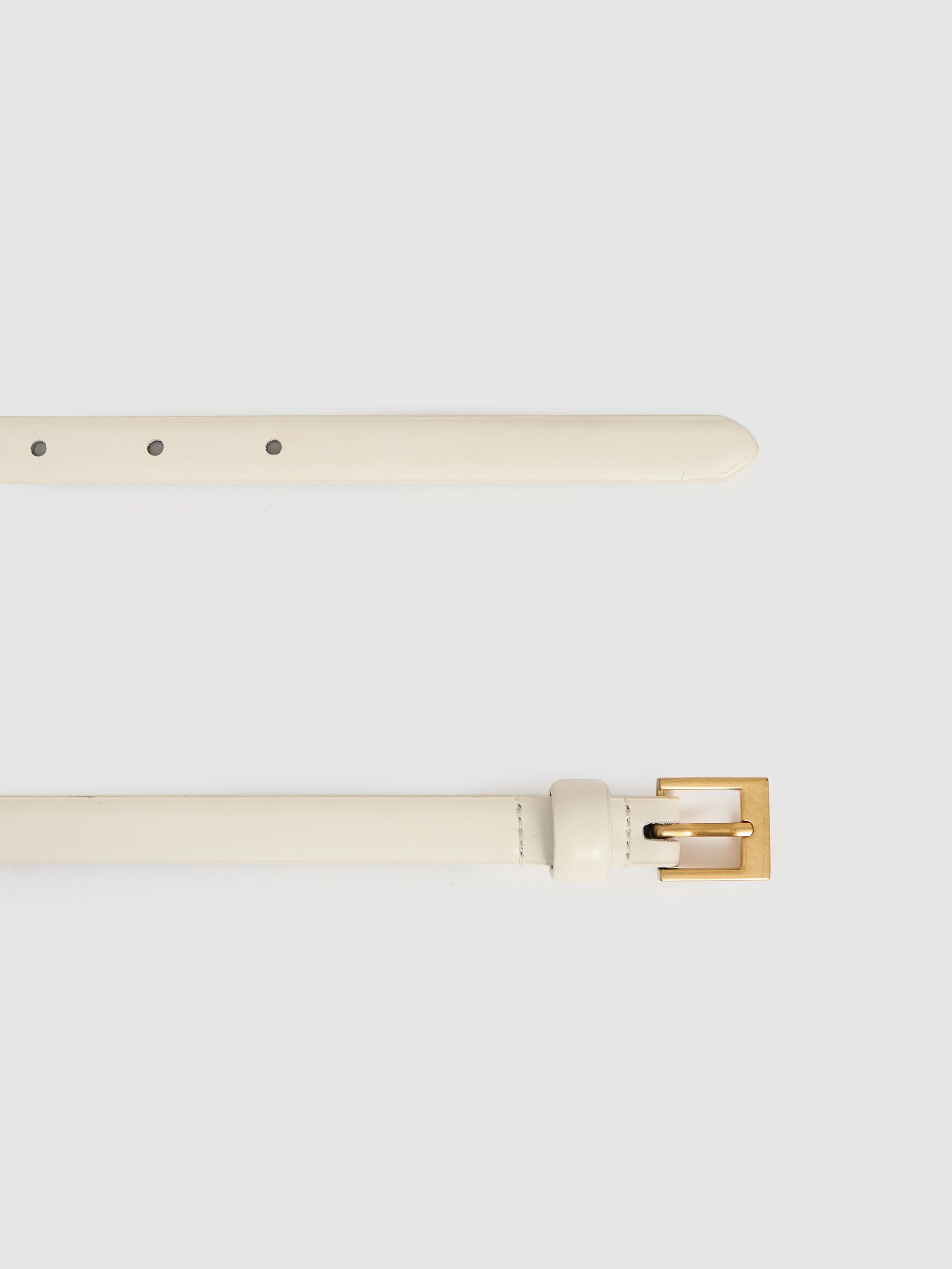 Thin Leather Belt in Off White