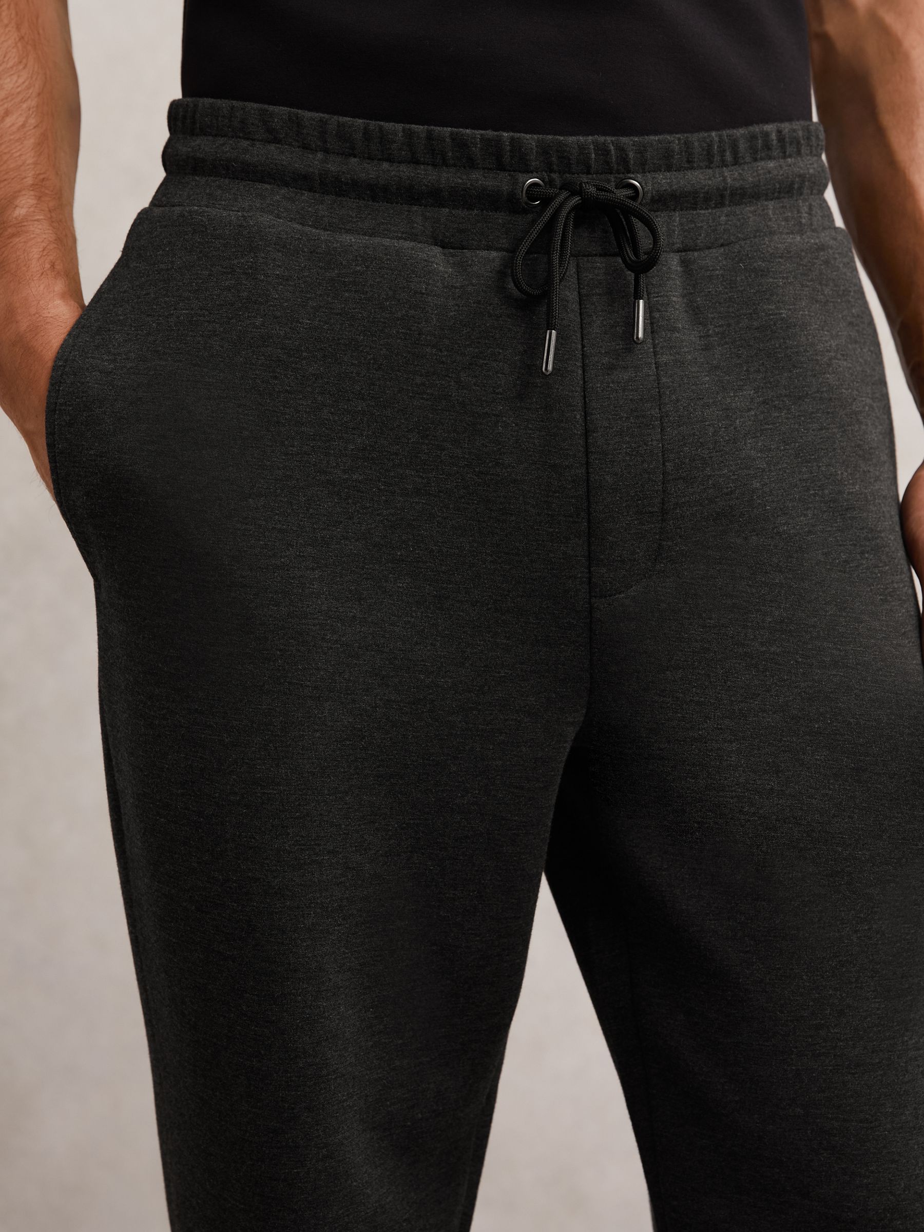 Jersey Drawstring Cuffed Joggers in Charcoal