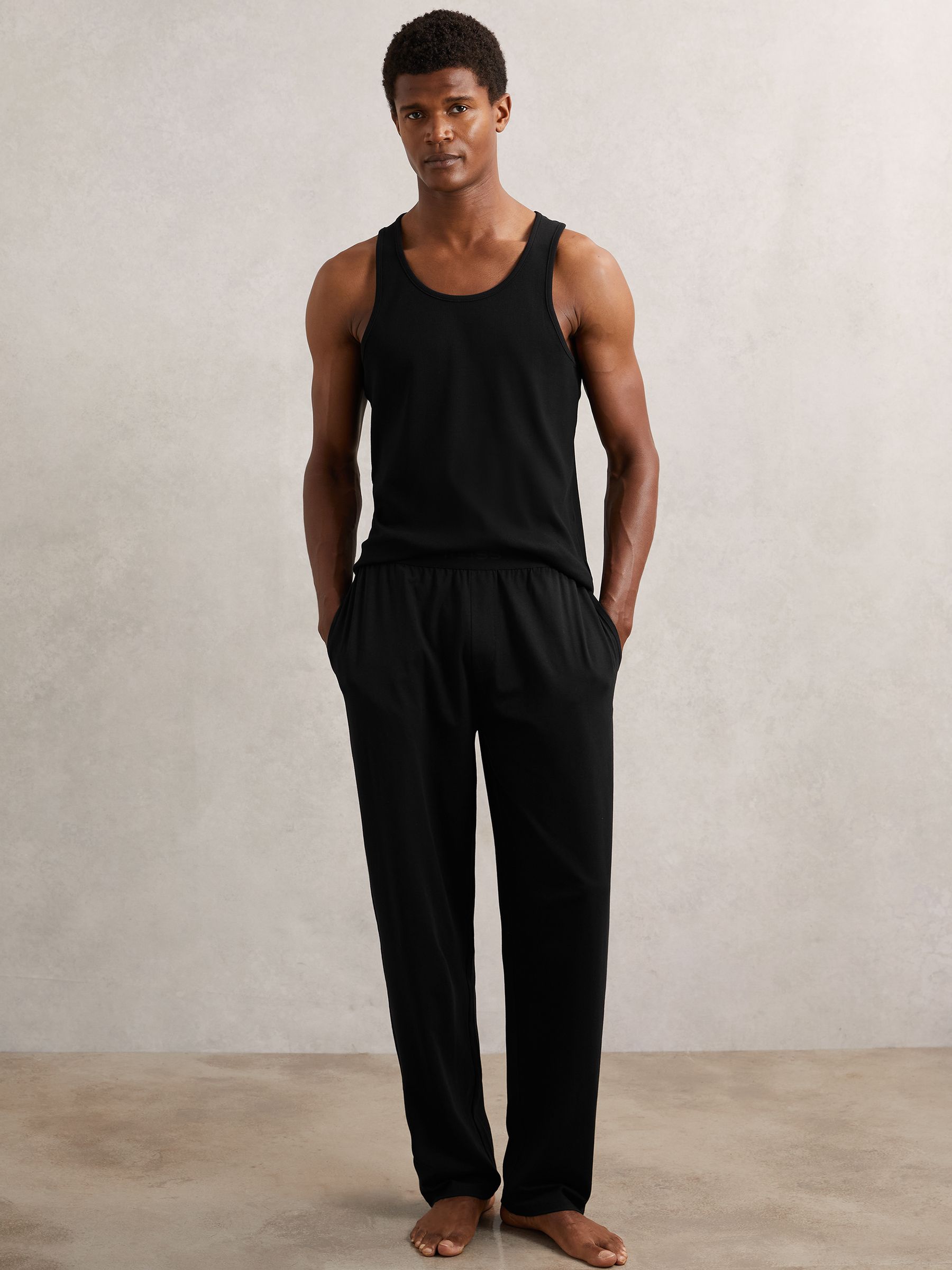 Cotton Jersey Logo-Waistband Joggers with Stretch in Black